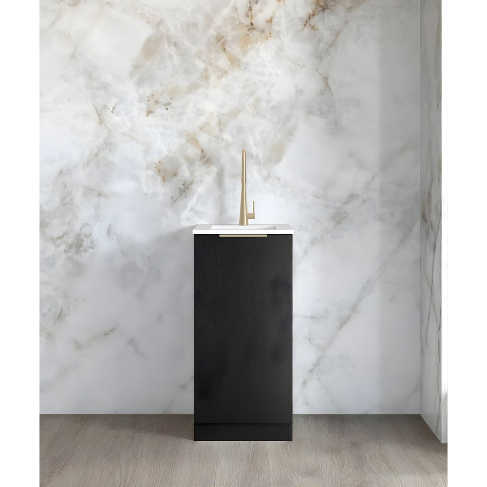 OTTI BYRON BLACK OAK 430MM MINI LAUNDRY CABINET WITH STONE TOP & SINK