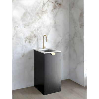 OTTI MARLO MATTE BLACK 430MM MINI LAUNDRY CABINET WITH STONE TOP & SINK