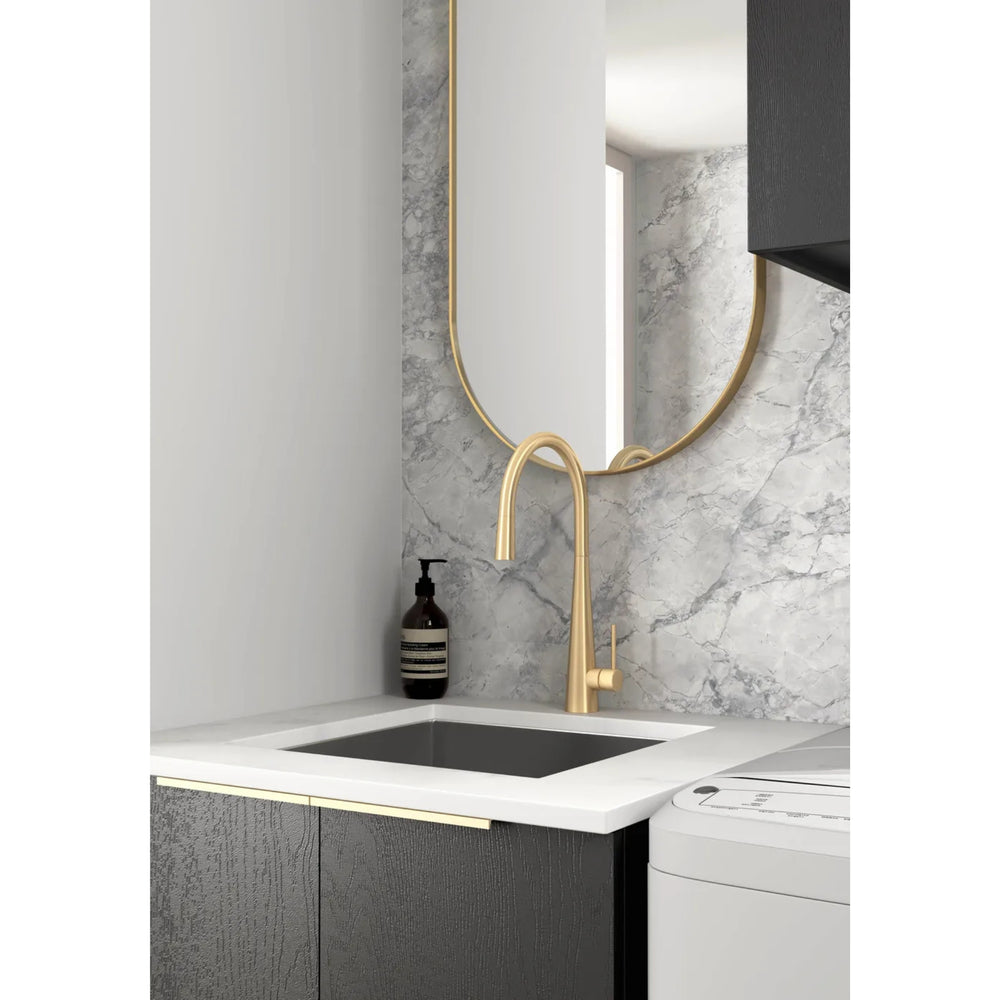 OTTI BYRON BLACK OAK 650MM MINI LAUNDRY SET WITH STONE TOP & SINK