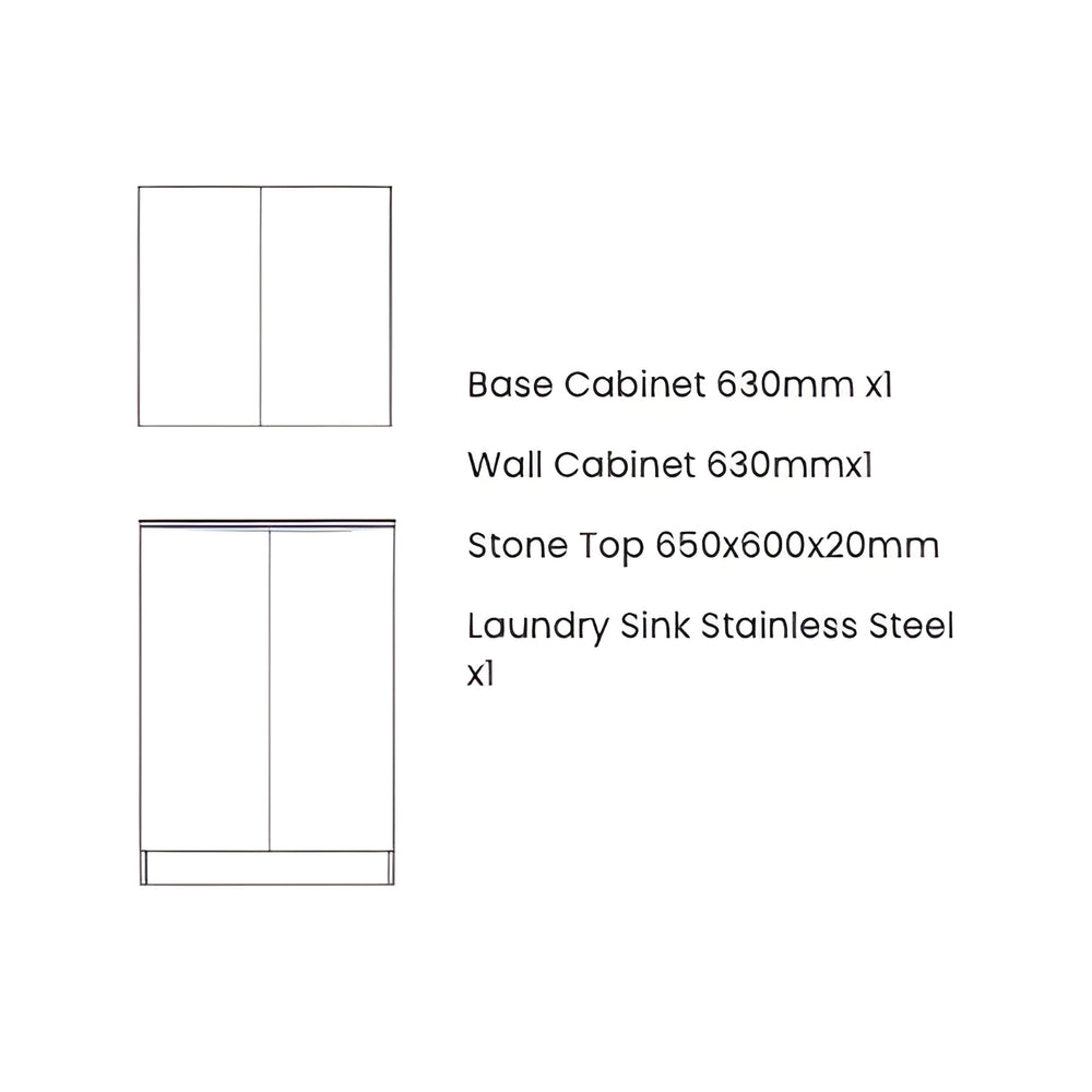 OTTI BYRON BLACK OAK 650MM MINI LAUNDRY SET WITH STONE TOP & SINK