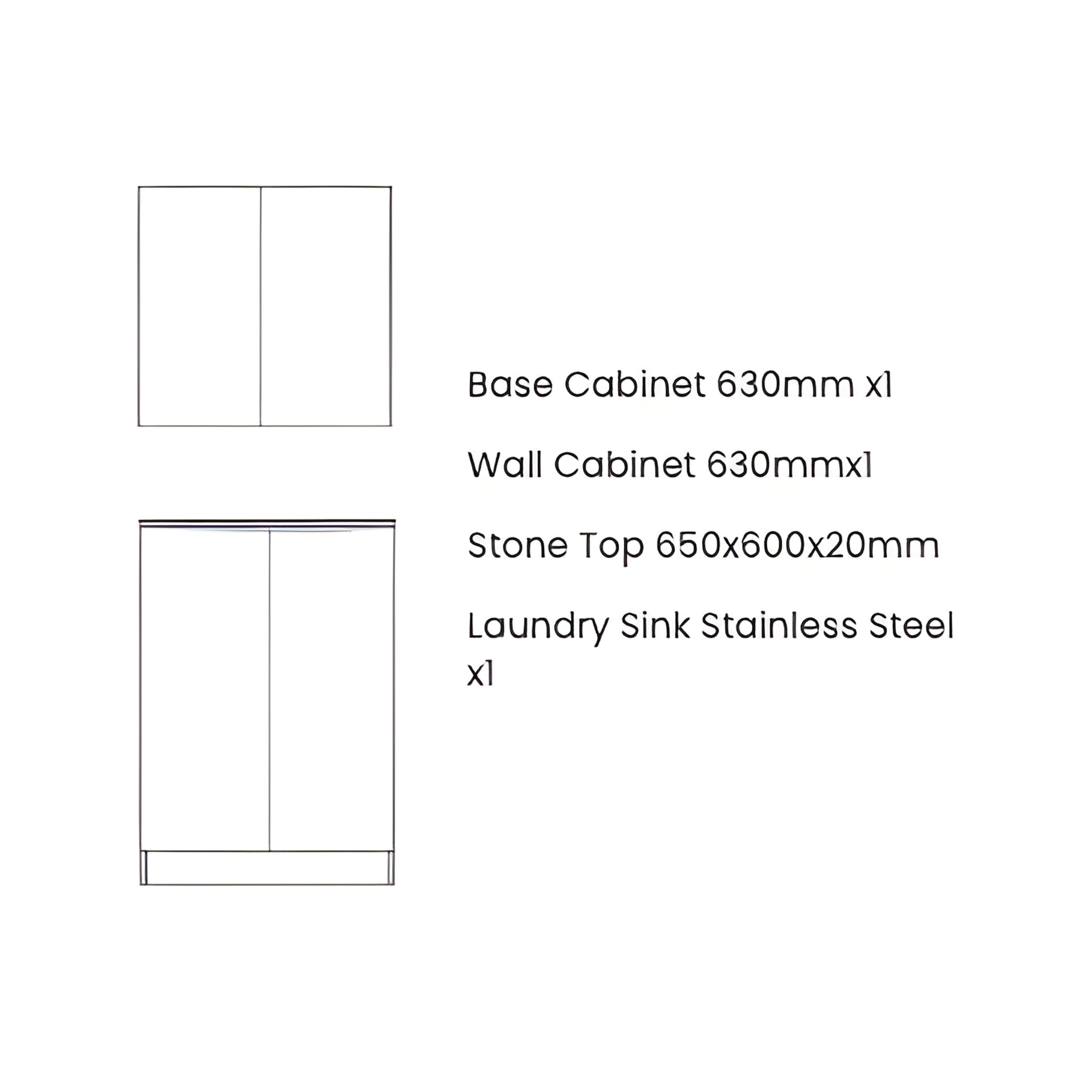 OTTI BYRON BLACK OAK 650MM MINI LAUNDRY SET WITH STONE TOP & SINK