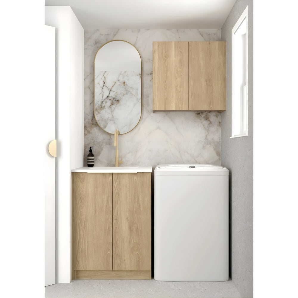 OTTI BYRON NATURAL OAK 650MM MINI LAUNDRY SET WITH STONE TOP & SINK