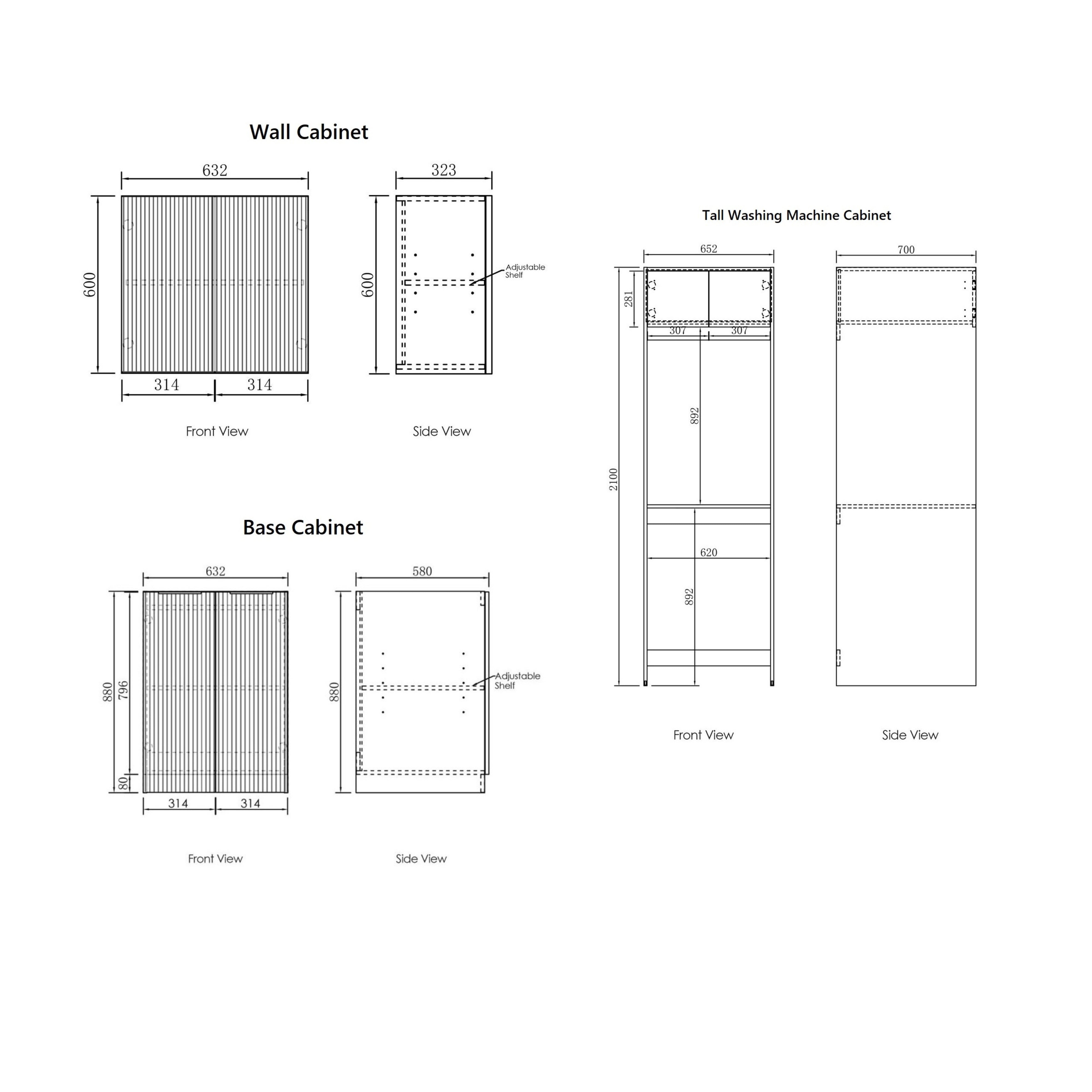 OTTI HAVANA SABLE WALNUT FLUTED 1305MM LAUNDRY AND WALL CABINET WITH STONE TOP & SINK (PACKAGE-C)