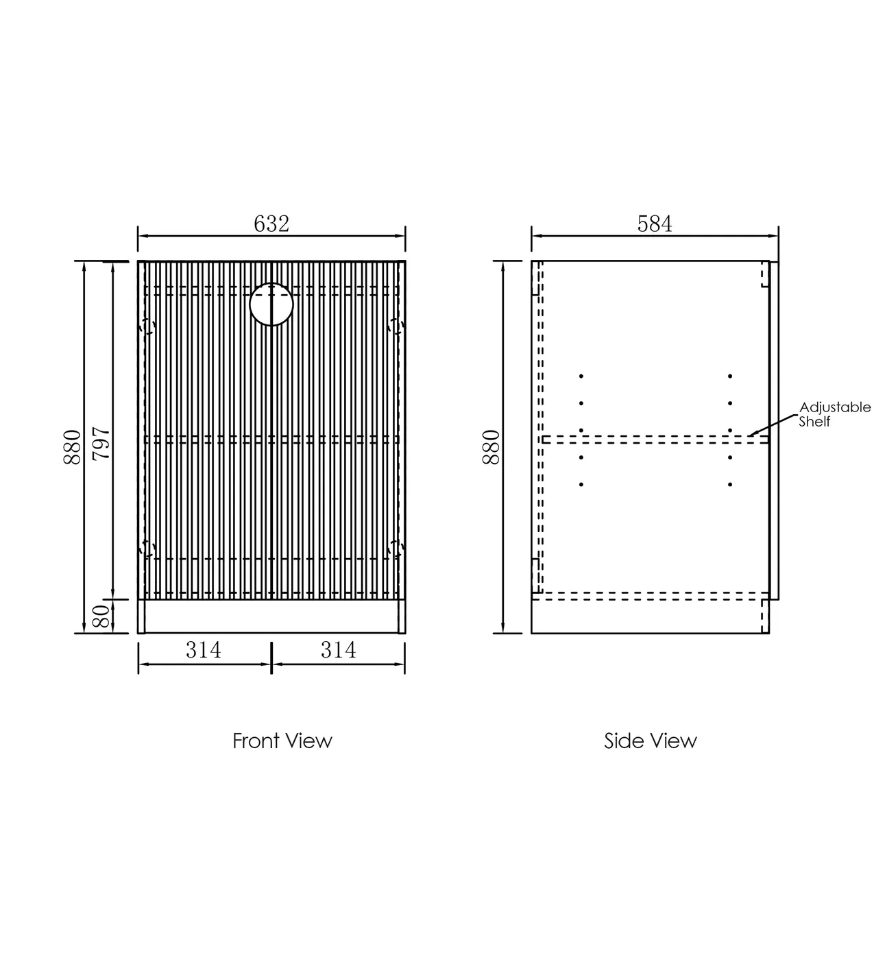 OTTI MARLO MATTE BLACK 650MM BASE LAUNDRY CABINET
