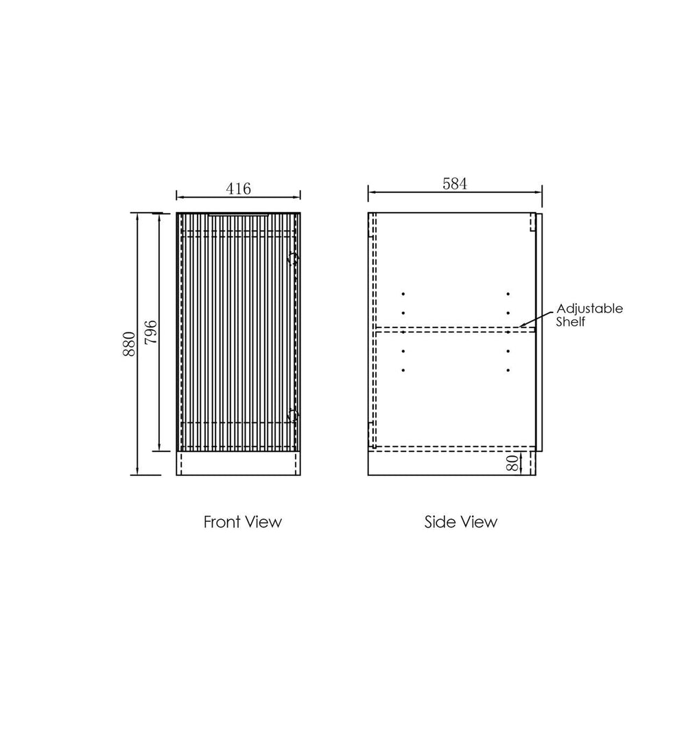 OTTI NOOSA MATTE WHITE FLUTED 415MM BASE LAUNDRY CABINET