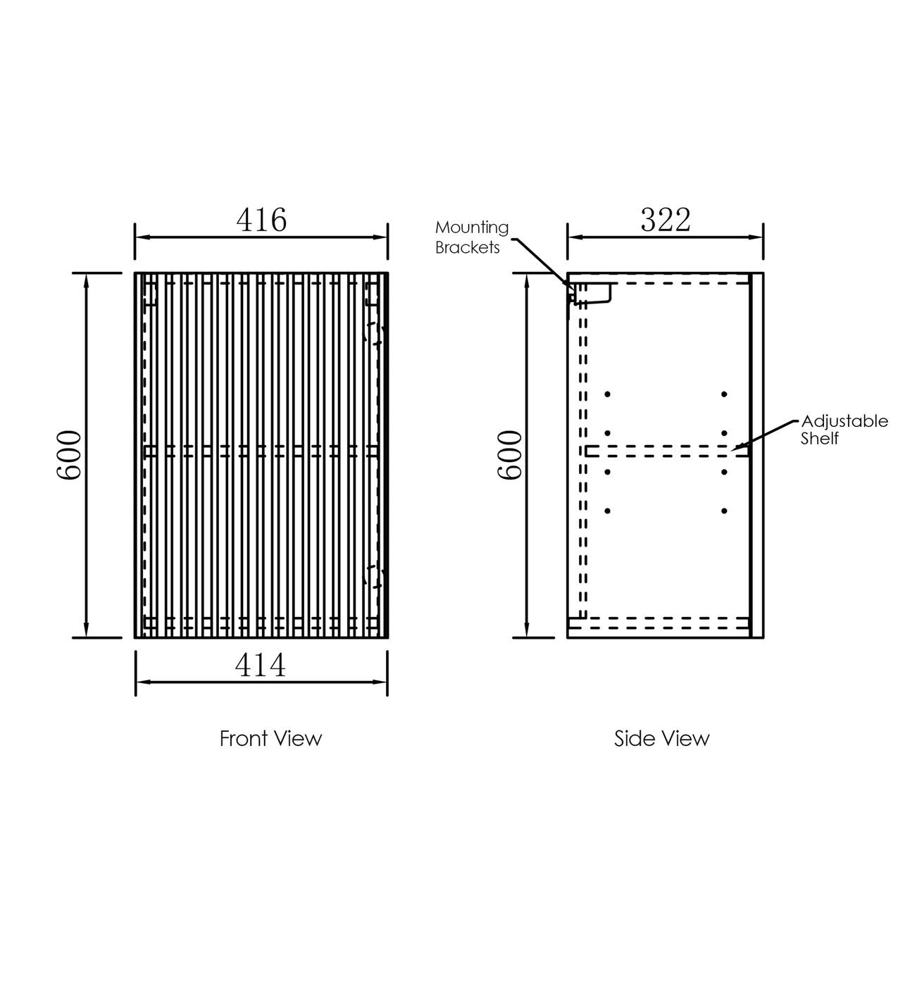 OTTI BONDI MATTE WHITE FLUTED 415MM WALL LAUNDRY CABINET