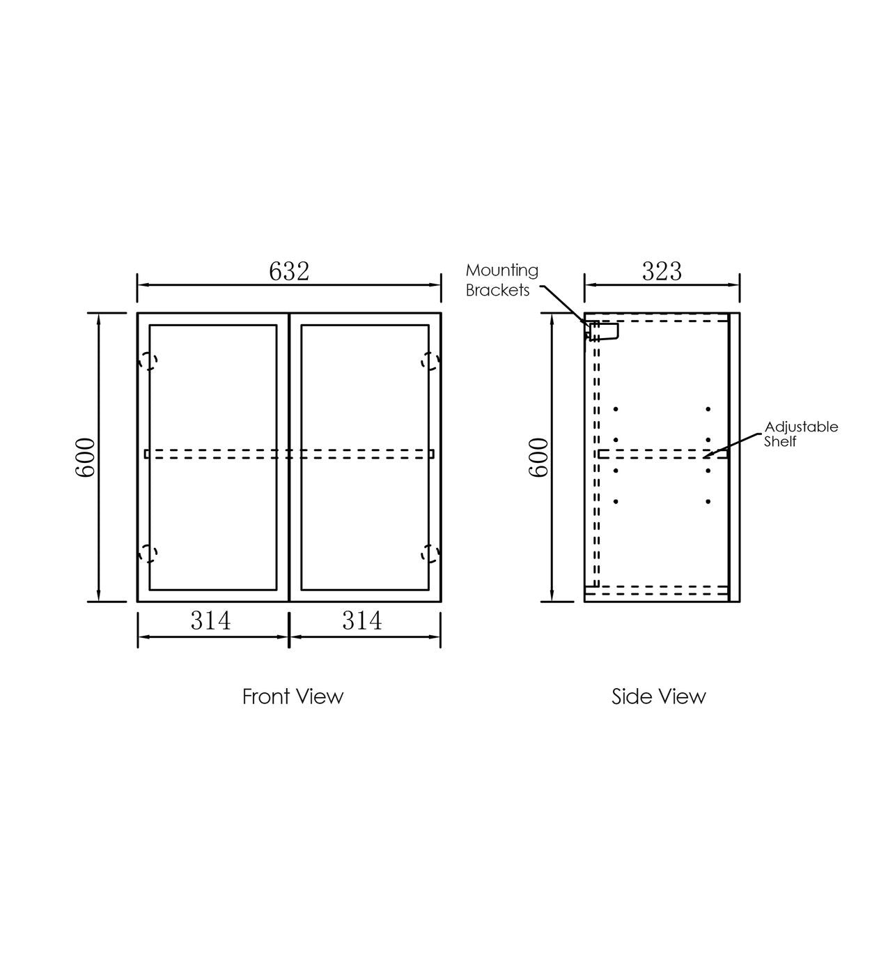 OTTI HAMPSHIRE MATTE BLACK 630MM WALL LAUNDRY CABINET