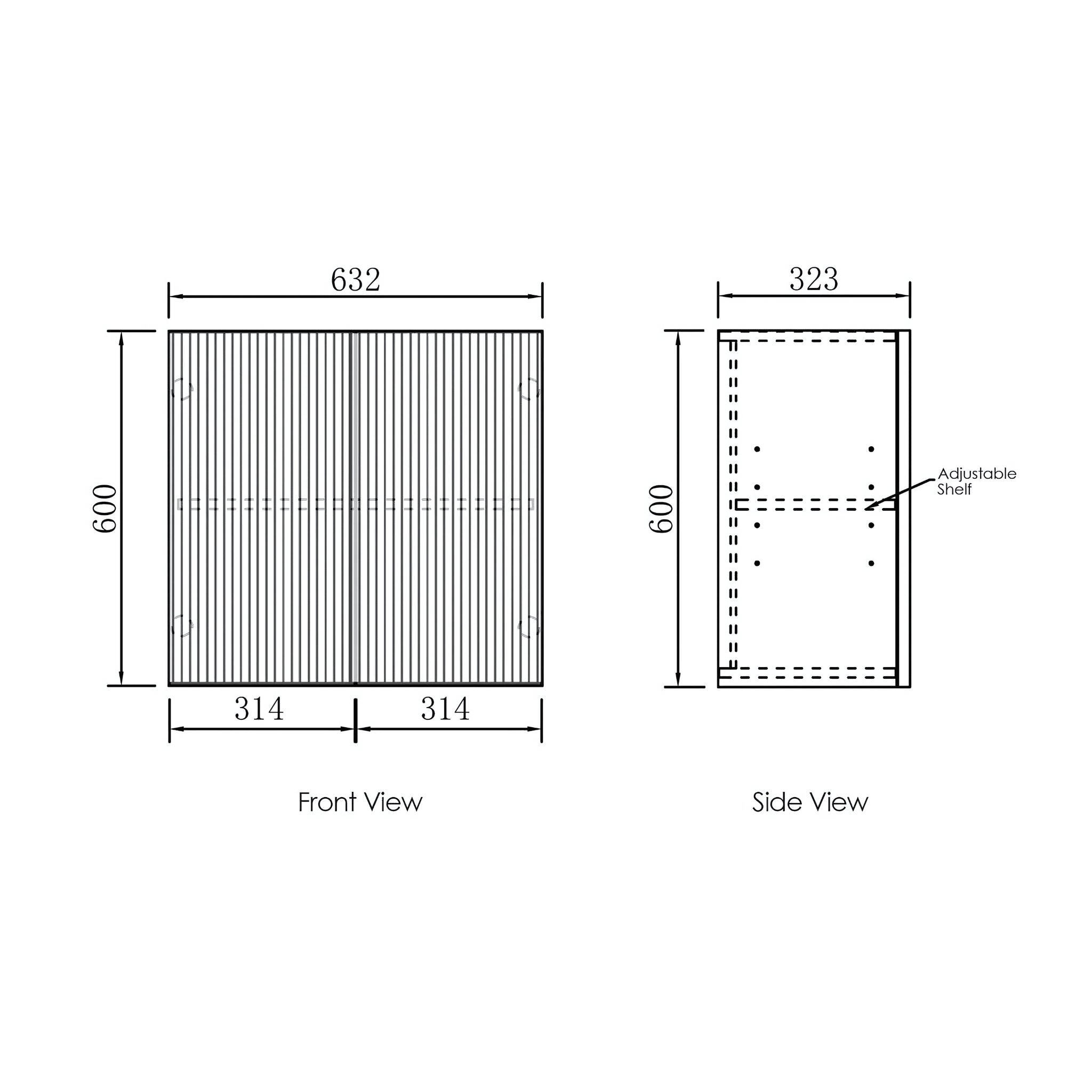 OTTI HAVANA SABLE WALNUT FLUTED 630MM WALL LAUNDRY CABINET