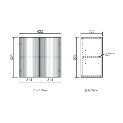 OTTI HAVANA SABLE WALNUT FLUTED 630MM WALL LAUNDRY CABINET