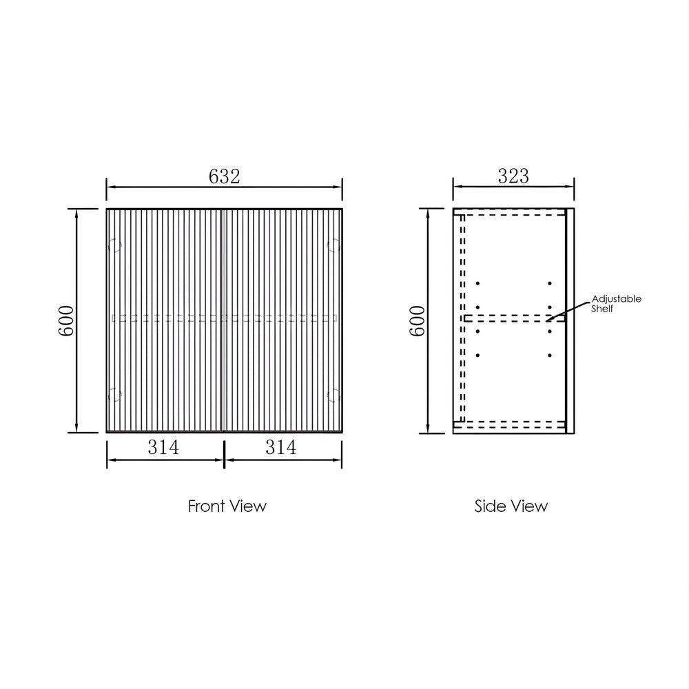 OTTI HAVANA WOODLAND OAK FLUTED 630MM WALL LAUNDRY CABINET