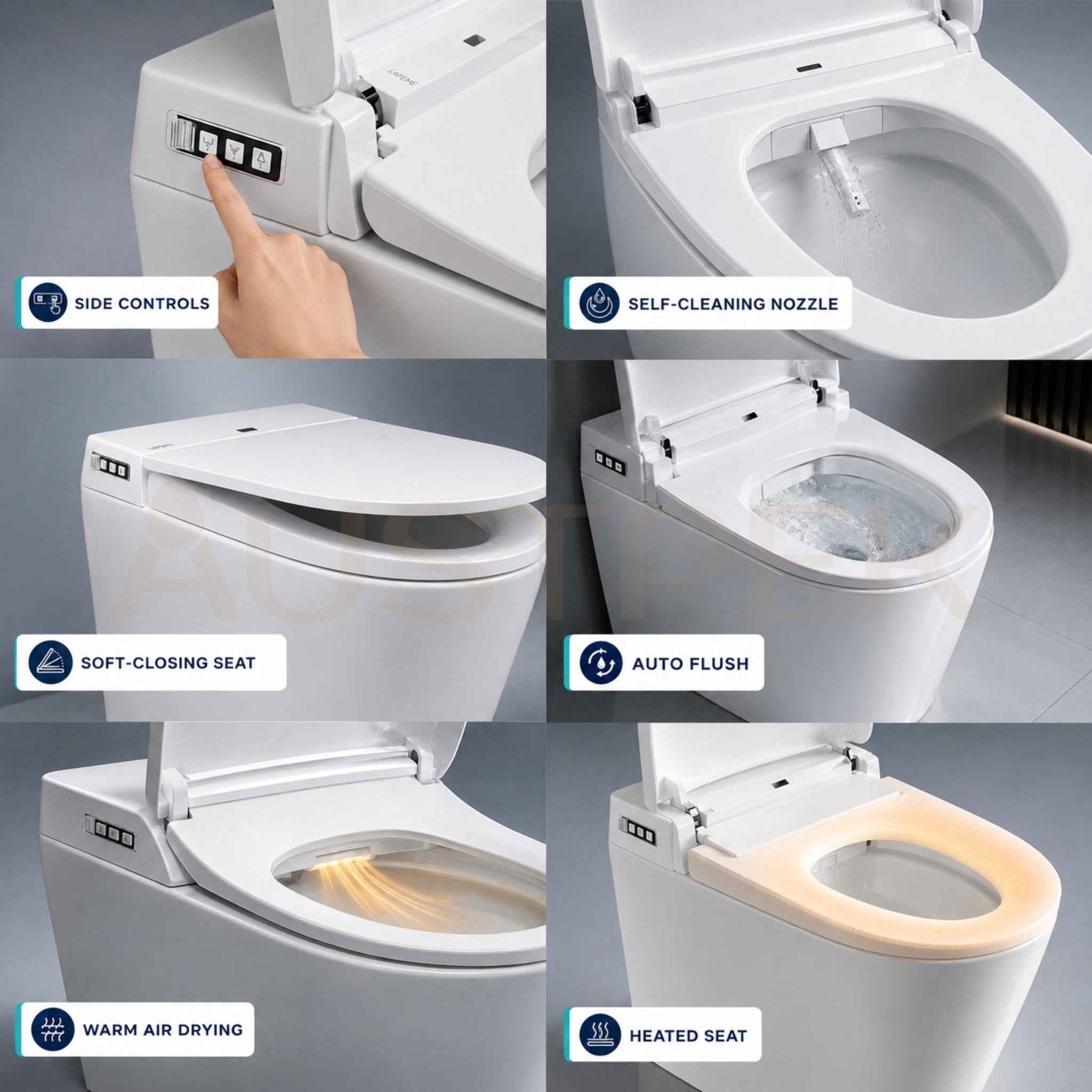 LAFEME CRAWFORD SMART TOILET WALL FACED PACKAGE W/ AUTOFLUSH GLOSS WHITE