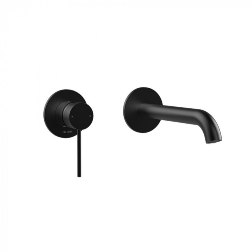 FELTON LINEA WALL MOUNTED BASIN/BATH MIXER 200MM BLACK