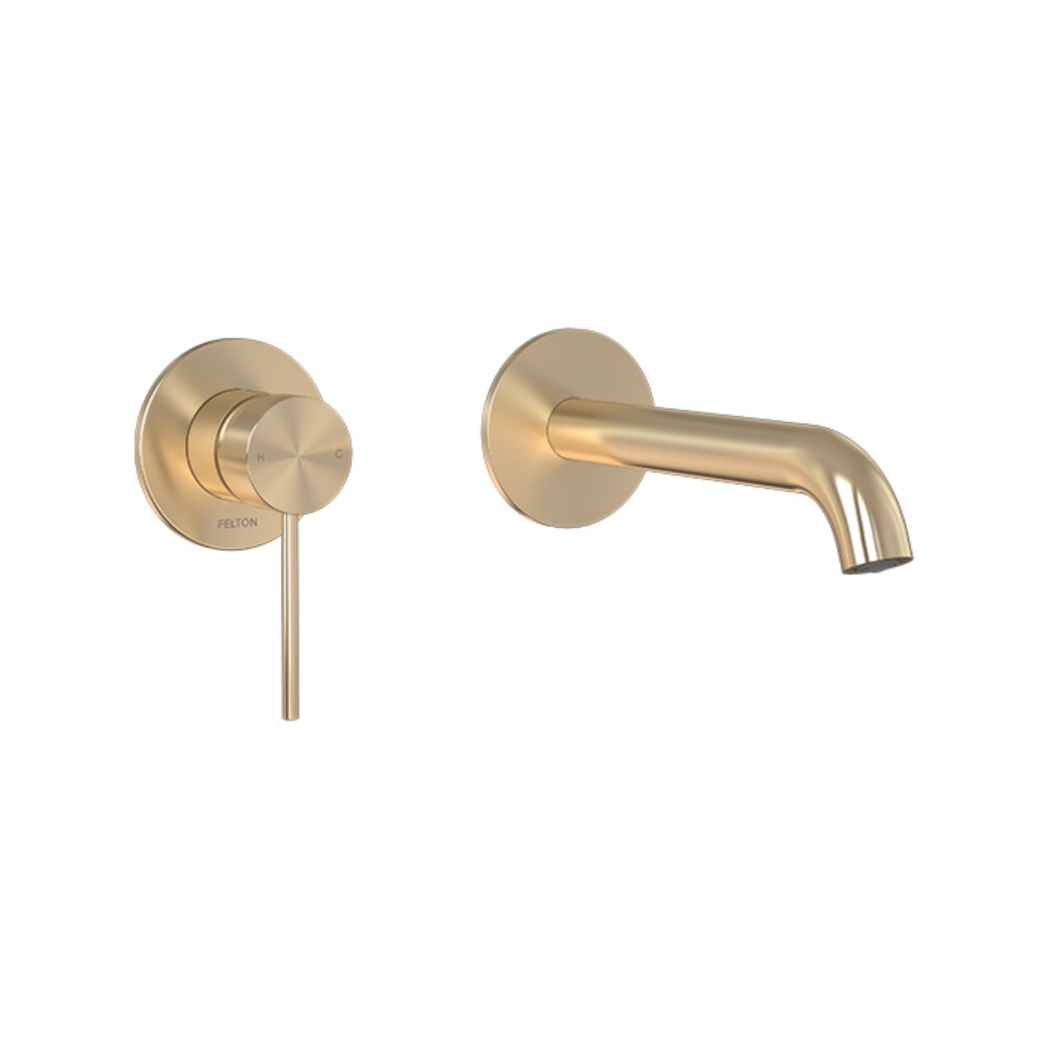 FELTON LINEA WALL MOUNTED BASIN/BATH MIXER 200MM BRUSHED GOLD