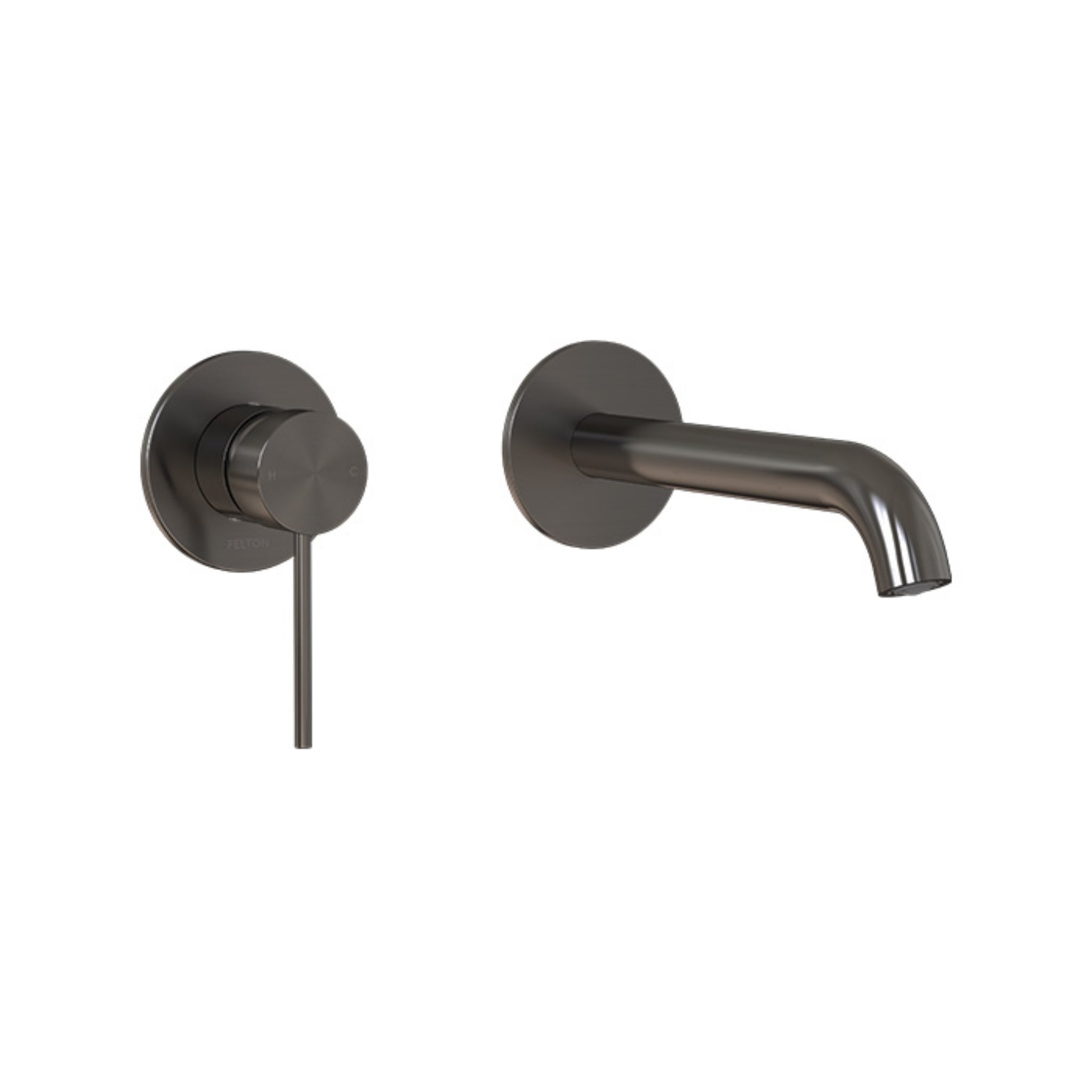 FELTON LINEA WALL MOUNTED BASIN/BATH MIXER 200MM BRUSHED GUN METAL
