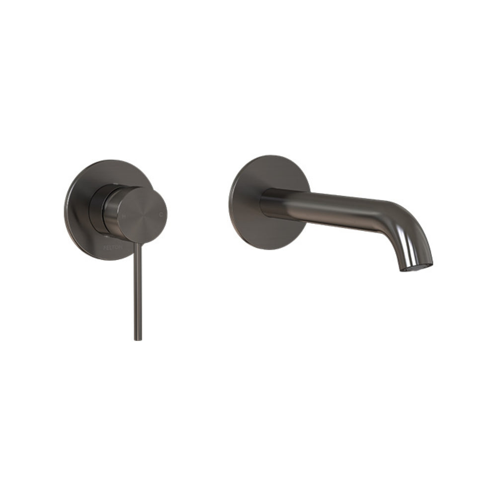 FELTON LINEA WALL MOUNTED BASIN/BATH MIXER 200MM BRUSHED GUN METAL