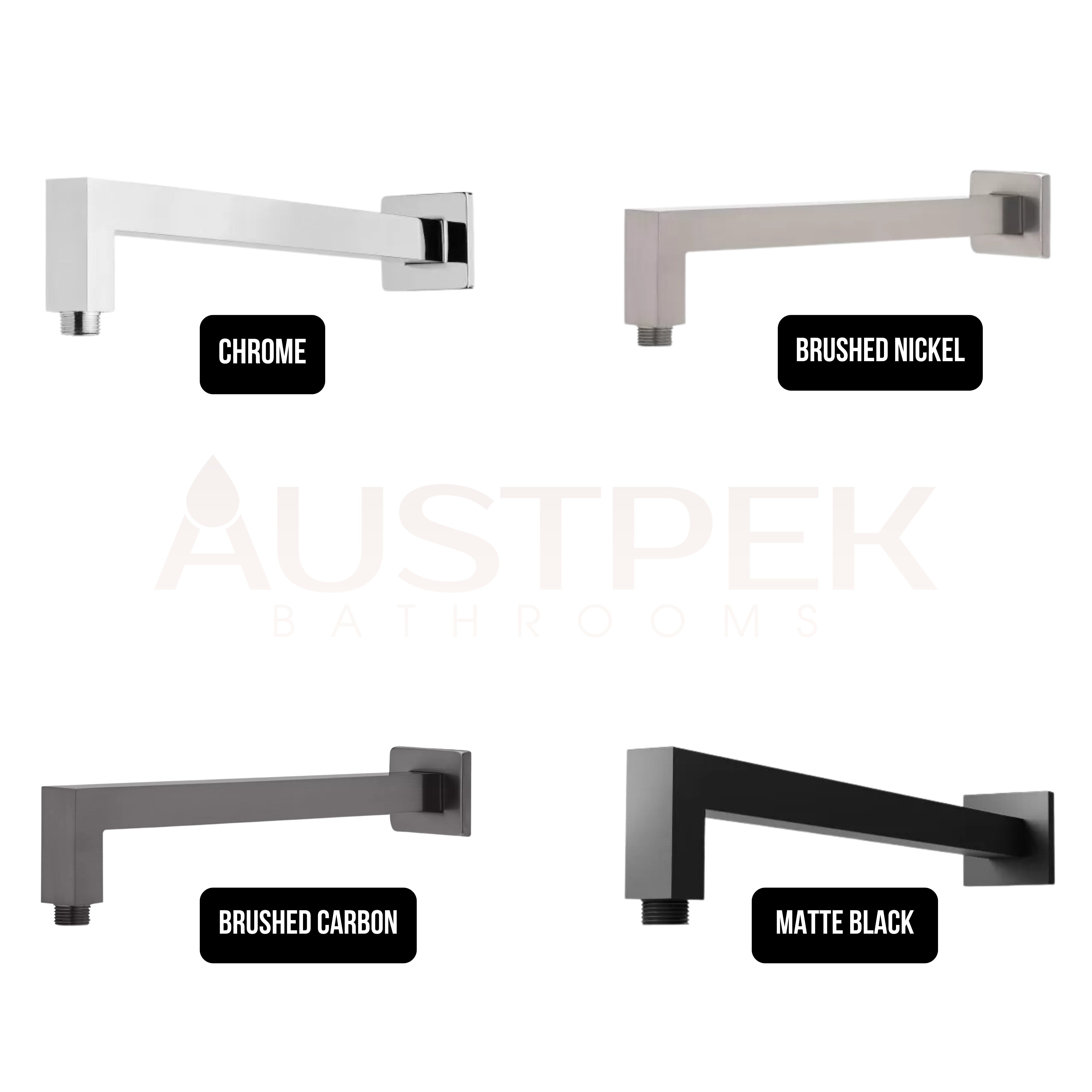 PHOENIX LEXI SHOWER ARM SQUARE 400MM MATTE BLACK