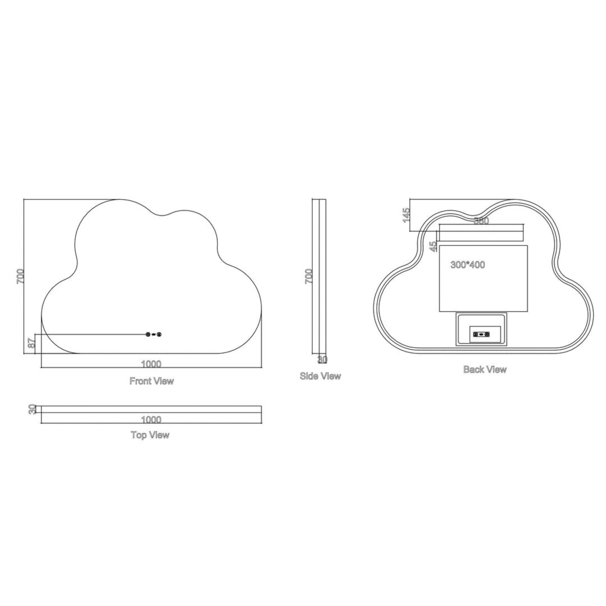 MERCIO LUNA FRAMELESS CLOUD LED MIRROR 700X1000MM