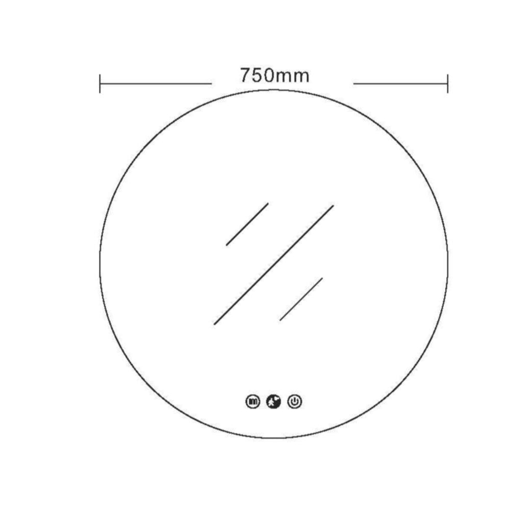 MERCIO LUNA FRAMELESS ROUND LED MIRROR 750MM