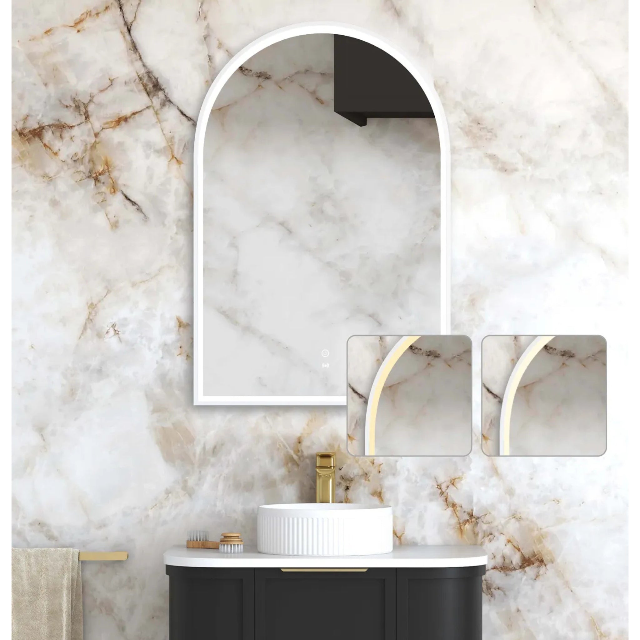 OTTI ARCHIE METAL FRAMED LED MIRROR WHITE 600X900MM