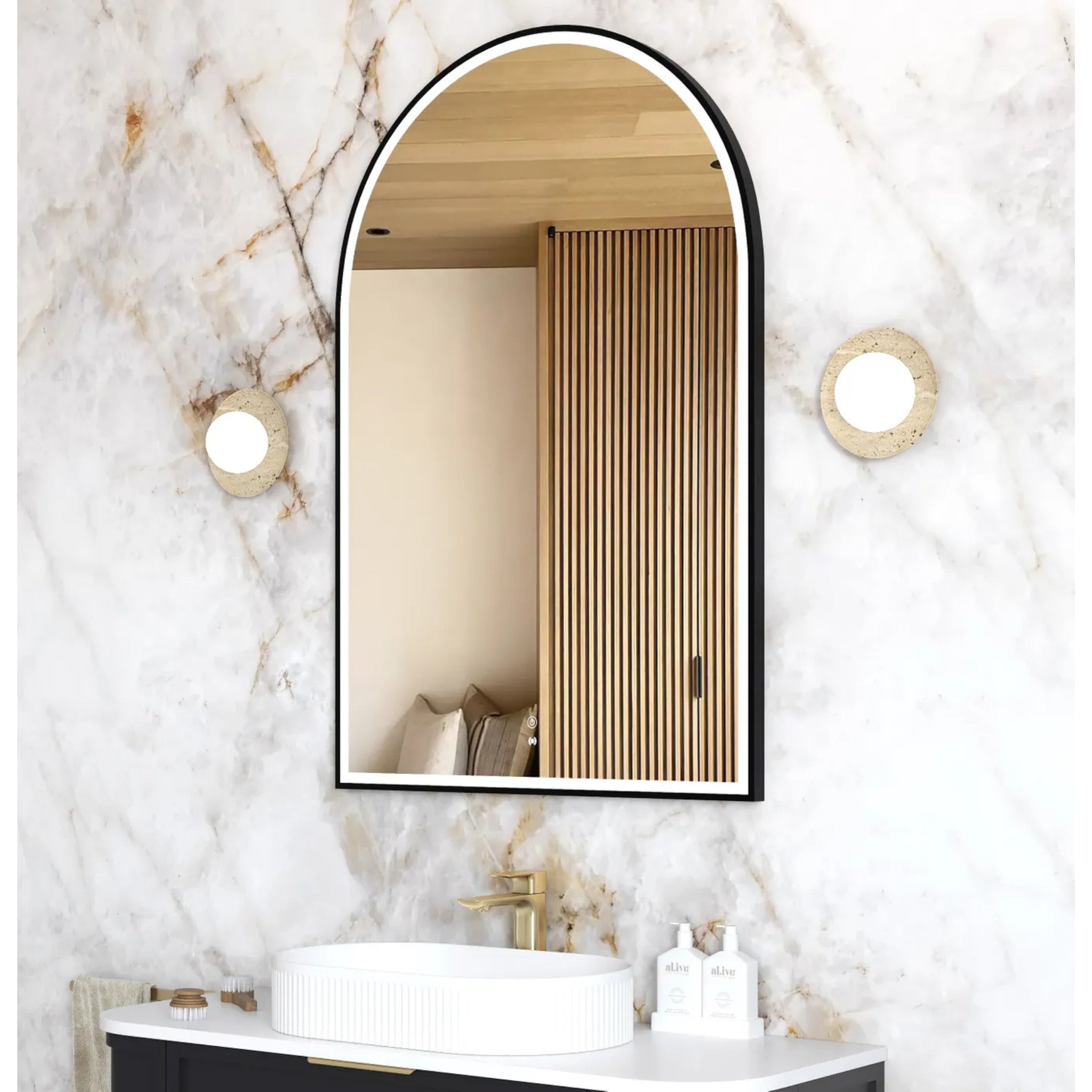 OTTI ARCHIE METAL FRAMED LED MIRROR BLACK 800X1200MM