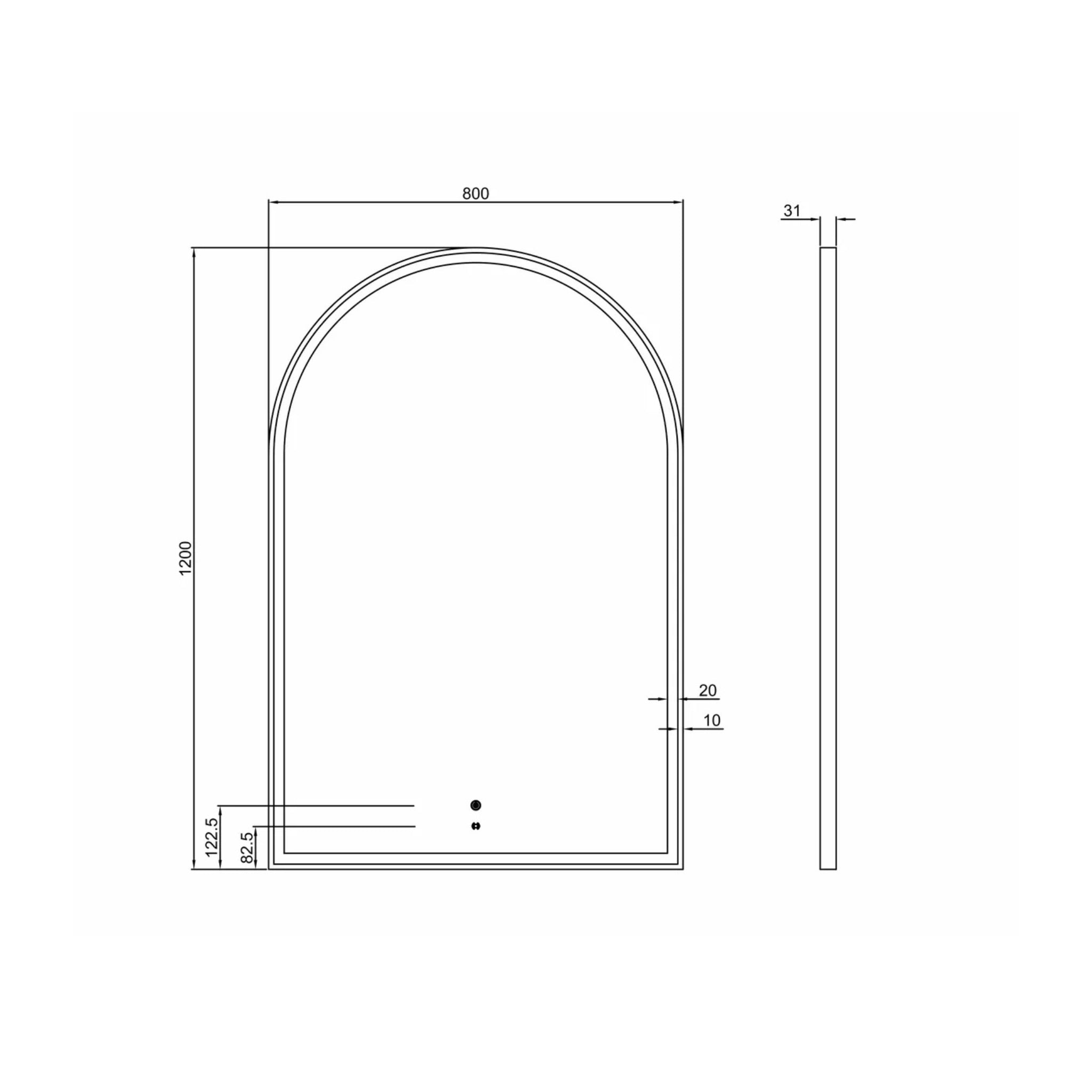 OTTI ARCHIE METAL FRAMED LED MIRROR BLACK 800X1200MM