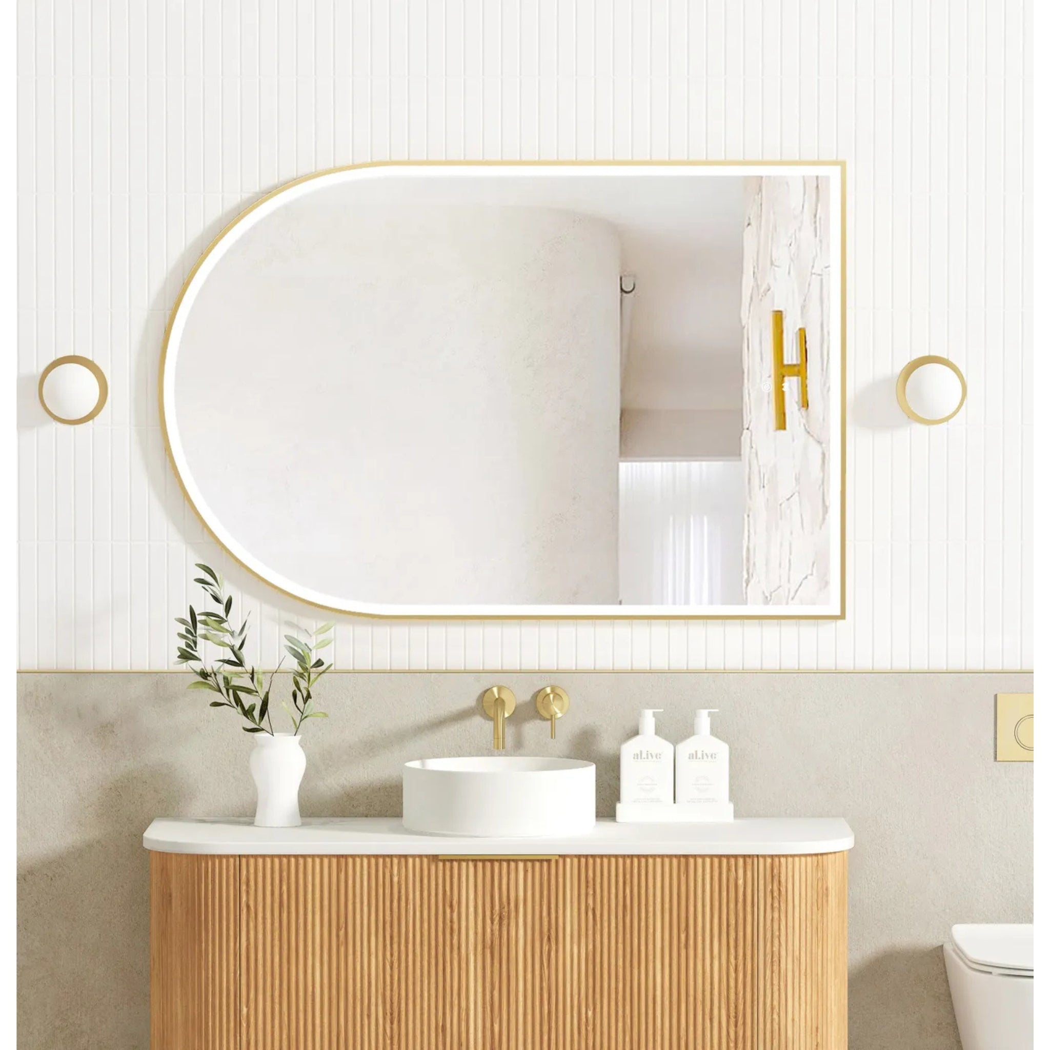 OTTI ARCHIE METAL FRAMED LED MIRROR GOLD 800X1200MM