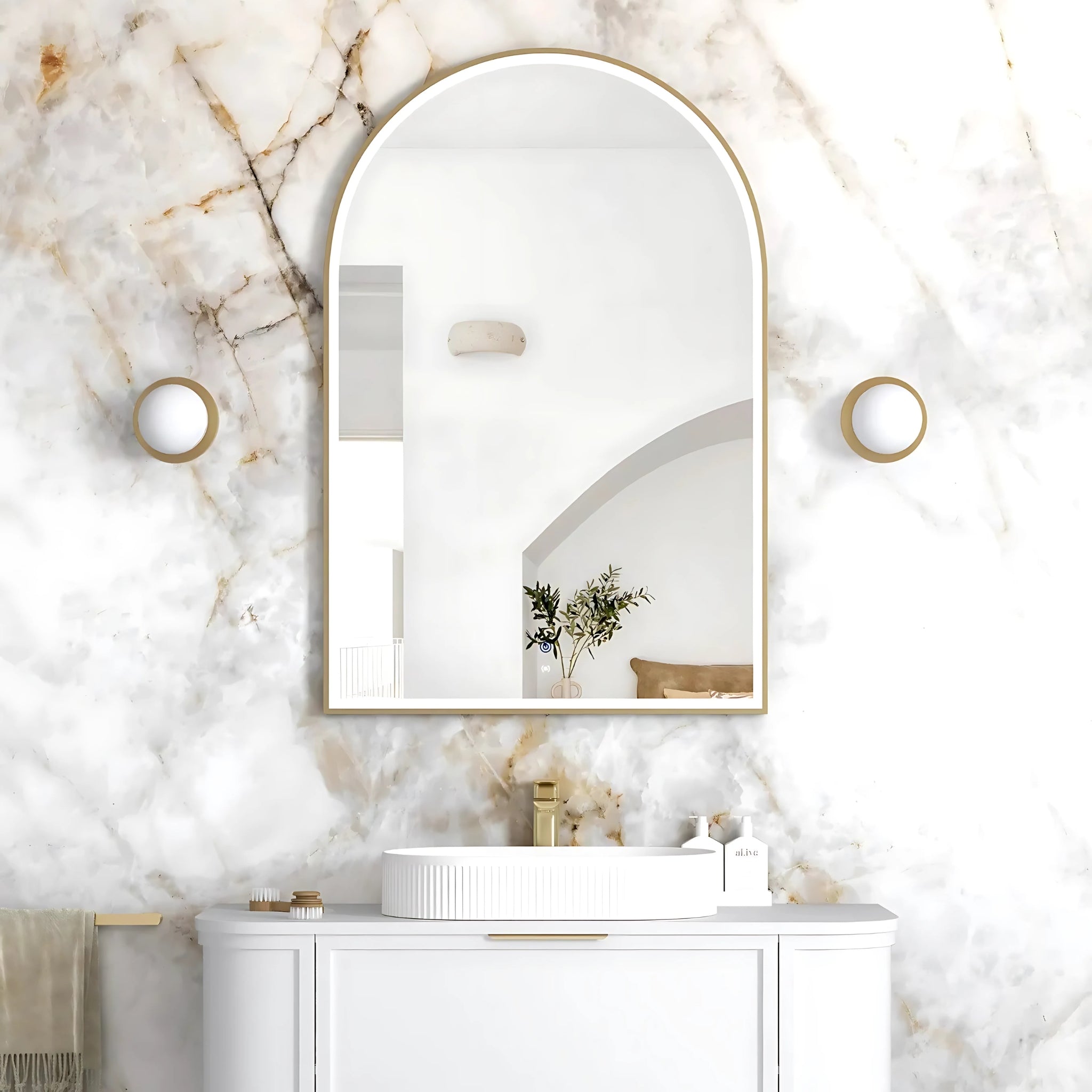 OTTI ARCHIE METAL FRAMED LED MIRROR GOLD 800X1200MM