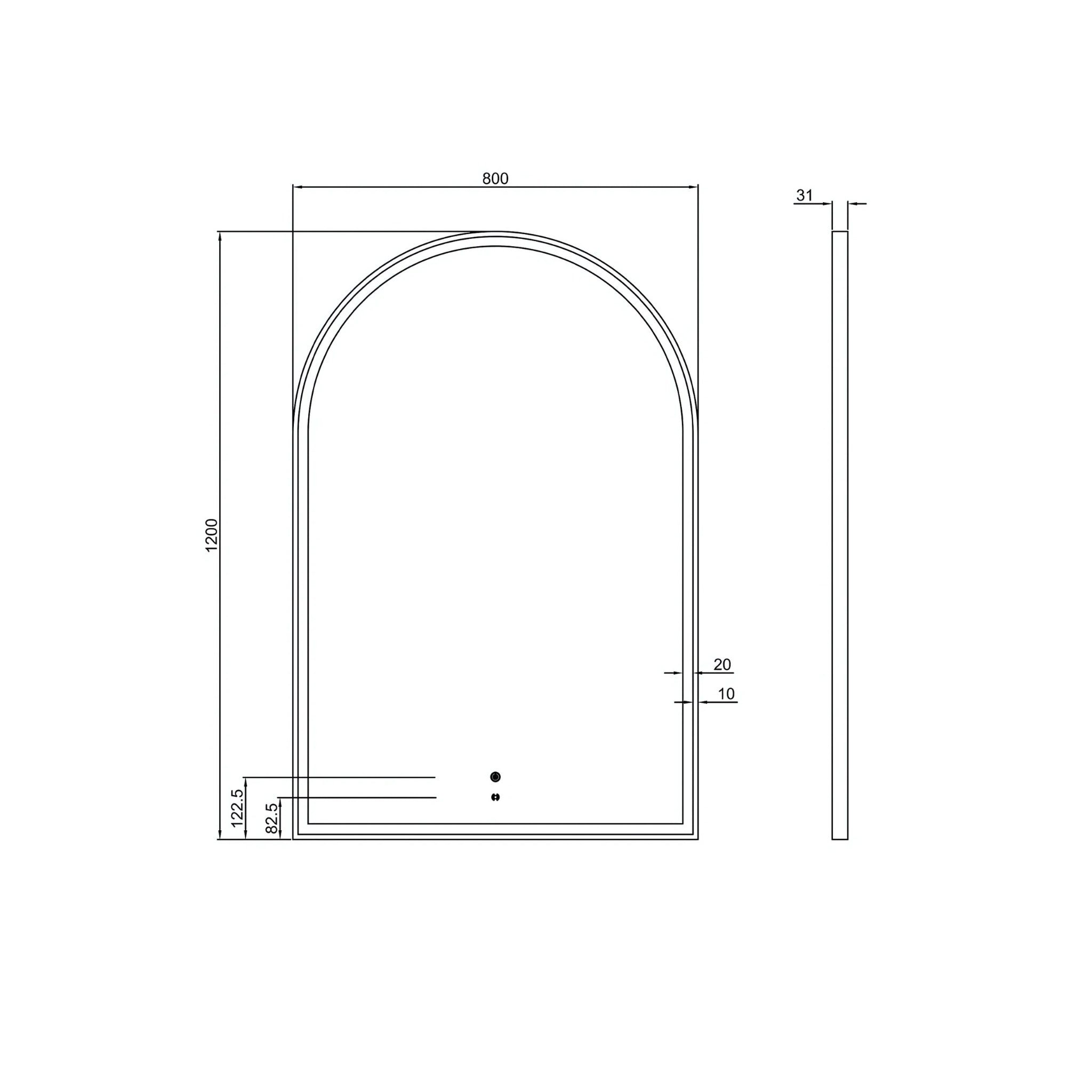 OTTI ARCHIE METAL FRAMED LED MIRROR GOLD 800X1200MM