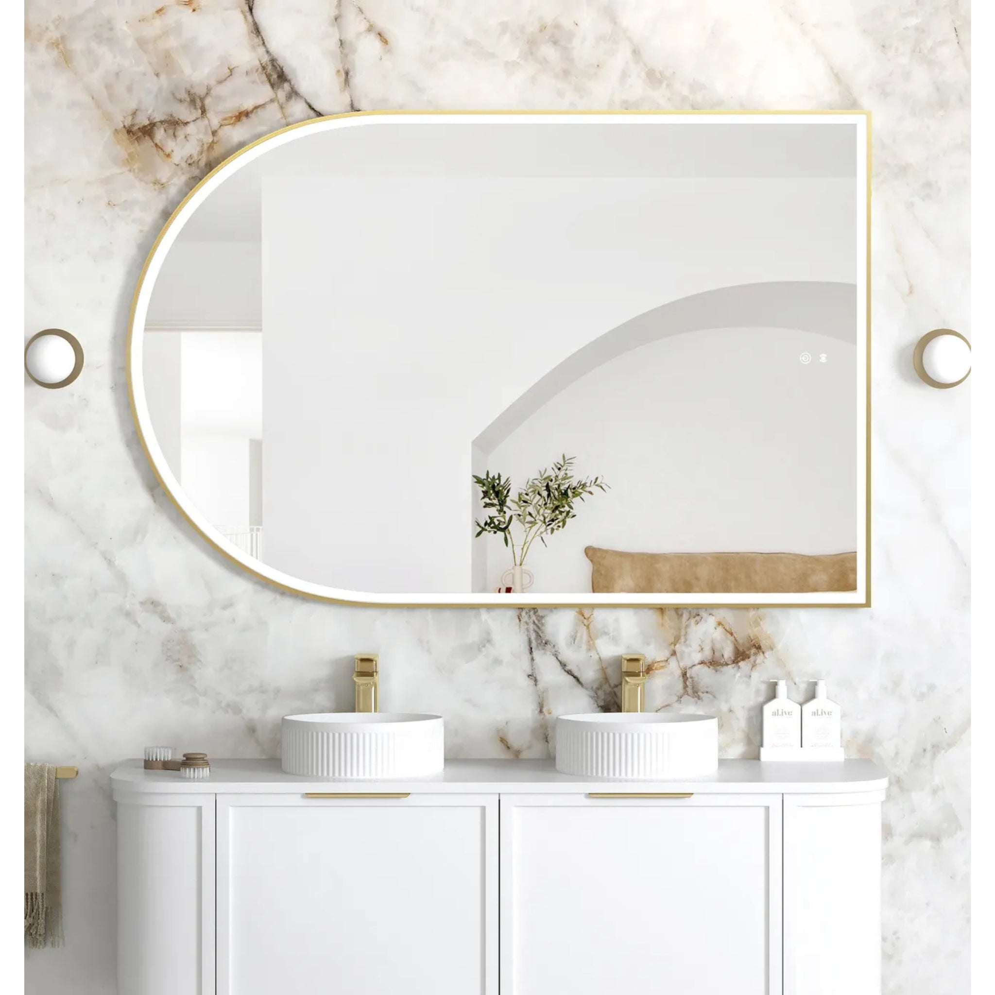 OTTI ARCHIE METAL FRAMED LED MIRROR GOLD 1000X1500MM