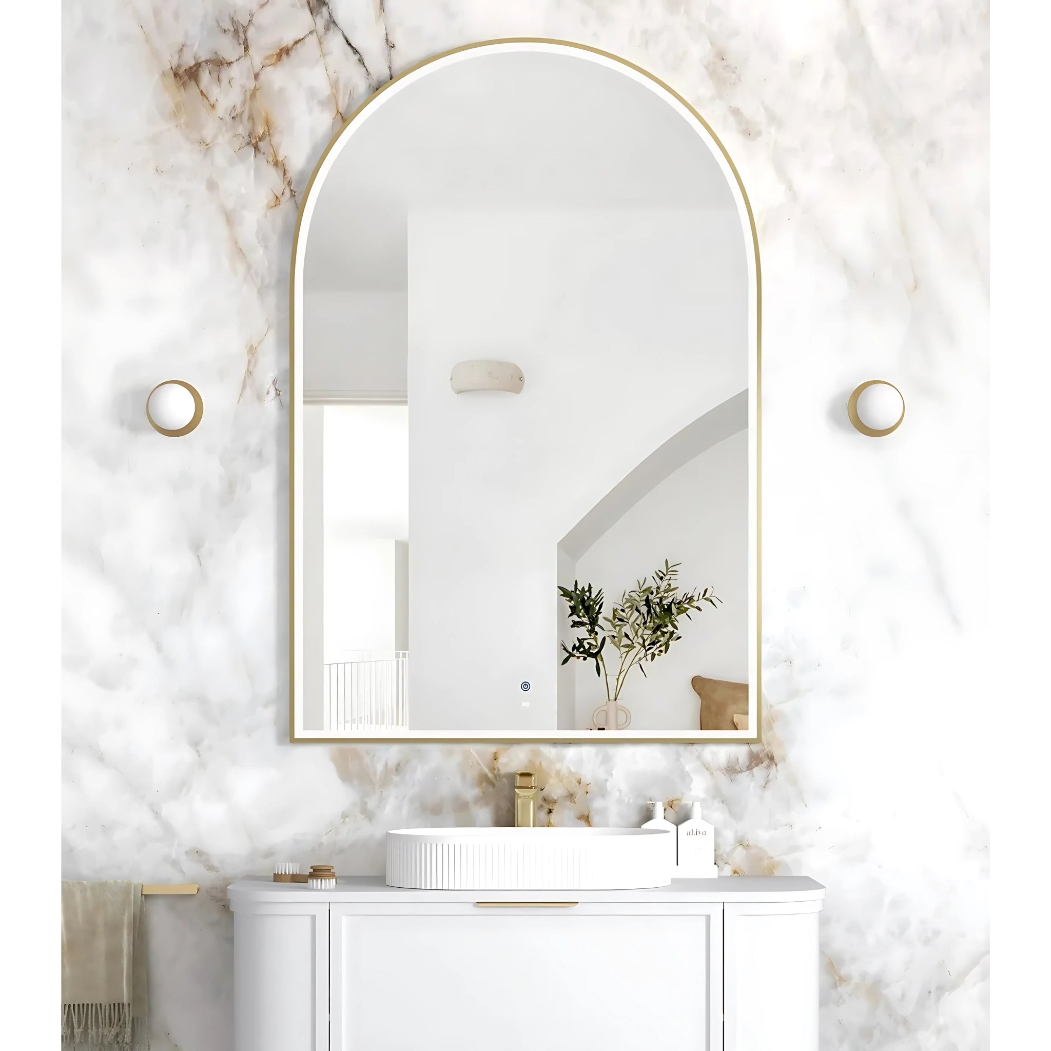 OTTI ARCHIE METAL FRAMED LED MIRROR GOLD 1000X1500MM
