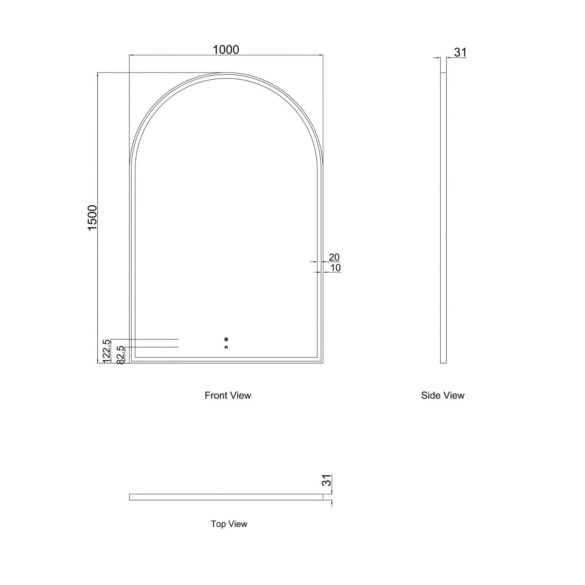 OTTI ARCHIE METAL FRAMED LED MIRROR GOLD 1000X1500MM
