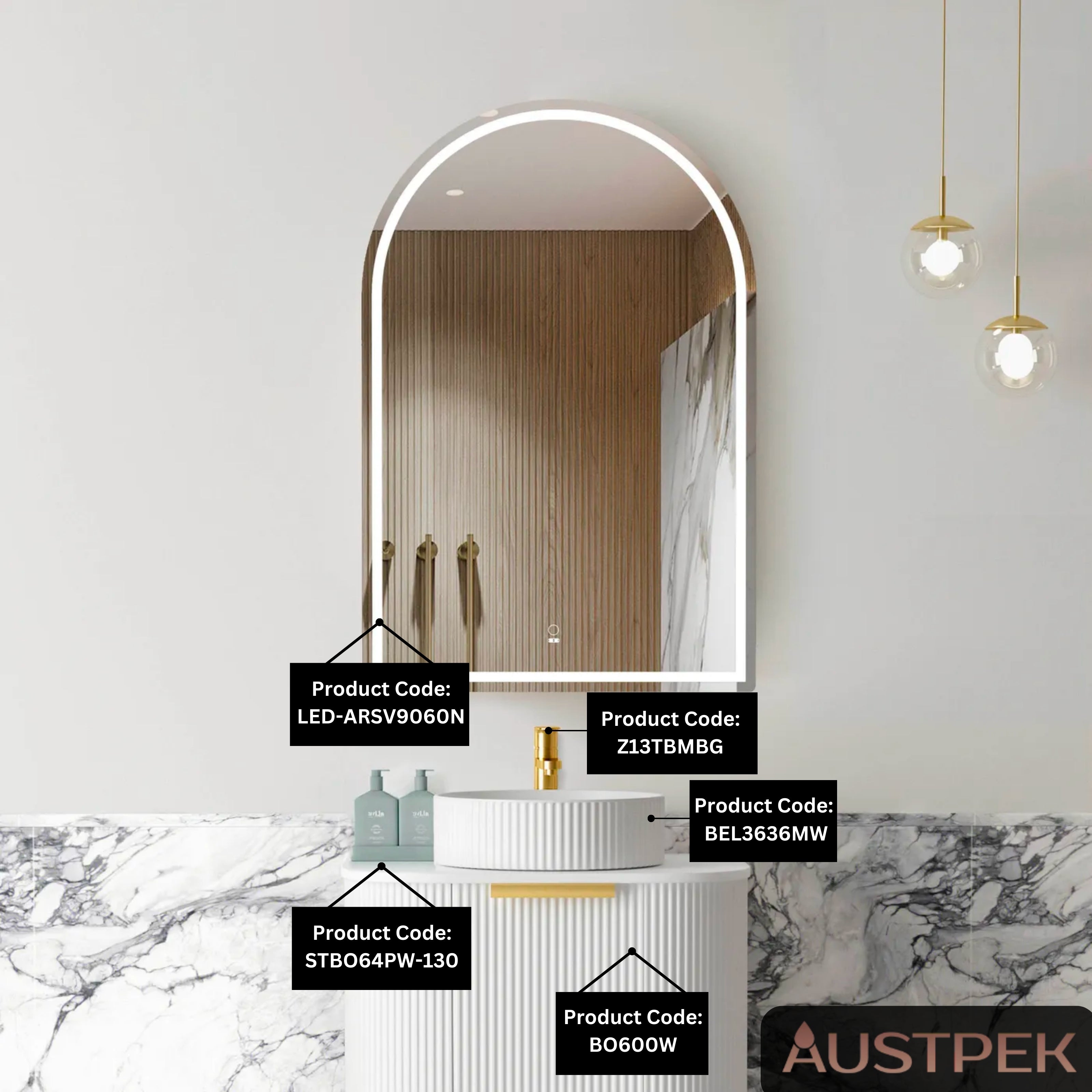 OTTI ARCHIE NATURAL OAK LED SHAVING CABINET WITH POWERPOINT 600X900MM