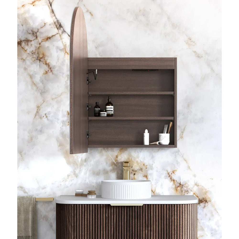 OTTI ARCHIE SABLE WALNUT LED SHAVING CABINET WITH POWERPOINT 3 COLOUR LIGHTS 600X900MM
