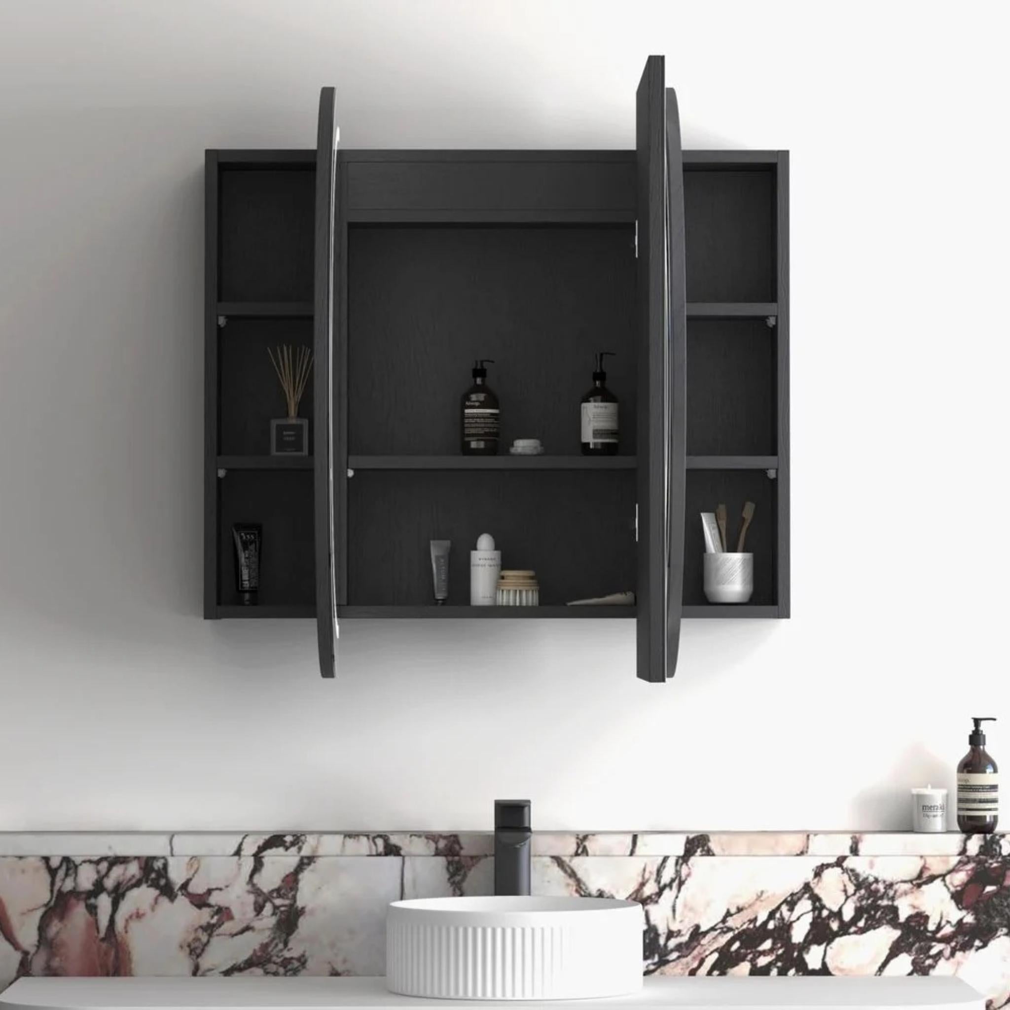 OTTI BONDI BLACK OAK LED SHAVING CABINET WITH POWERPOINT 1200X750MM