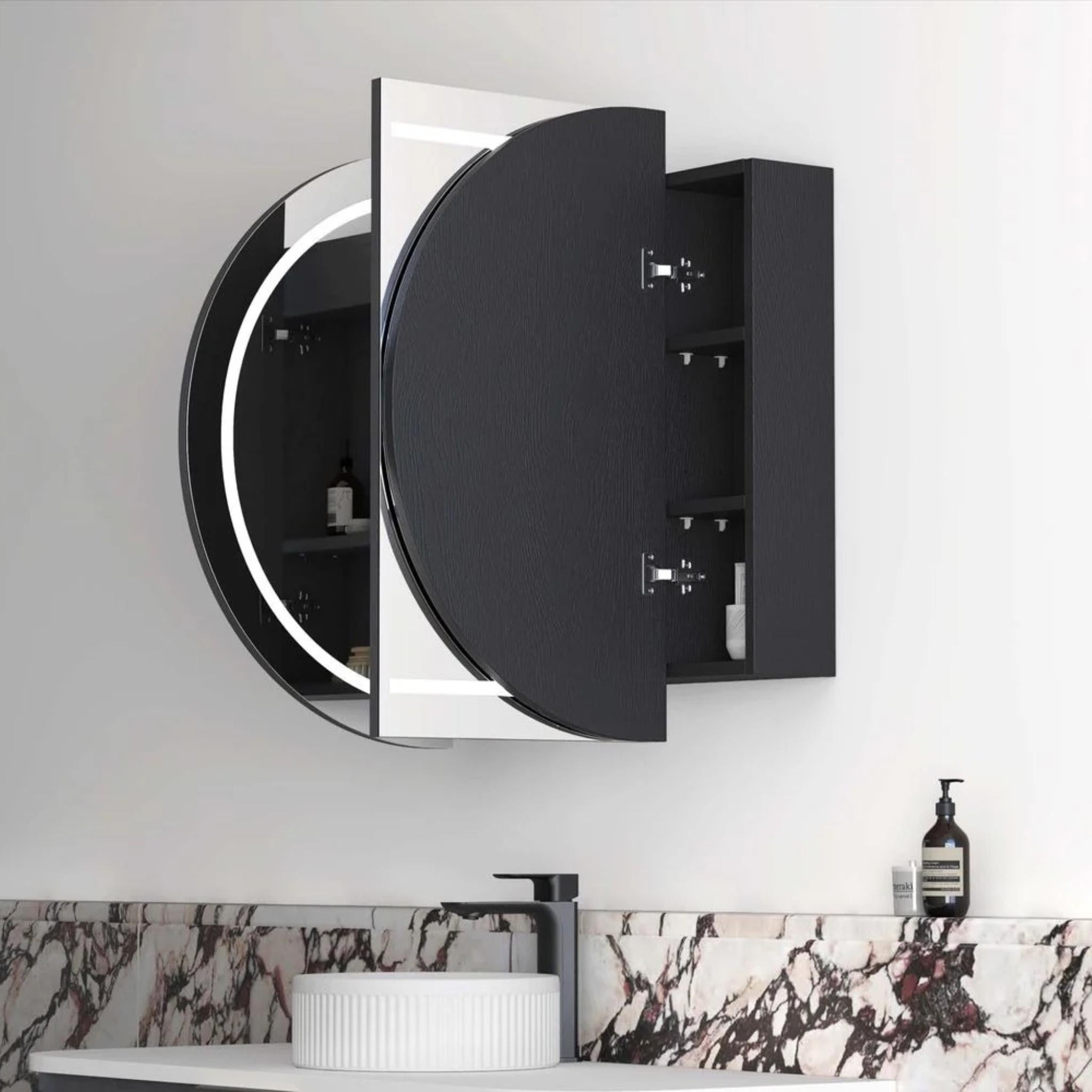 OTTI BONDI BLACK OAK LED SHAVING CABINET WITH POWERPOINT 1500X900MM