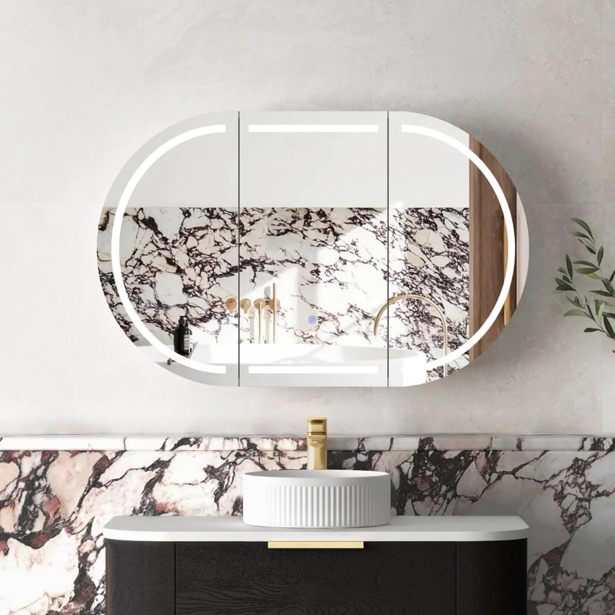 OTTI BONDI BLACK OAK LED SHAVING CABINET WITH POWERPOINT 1200X750MM