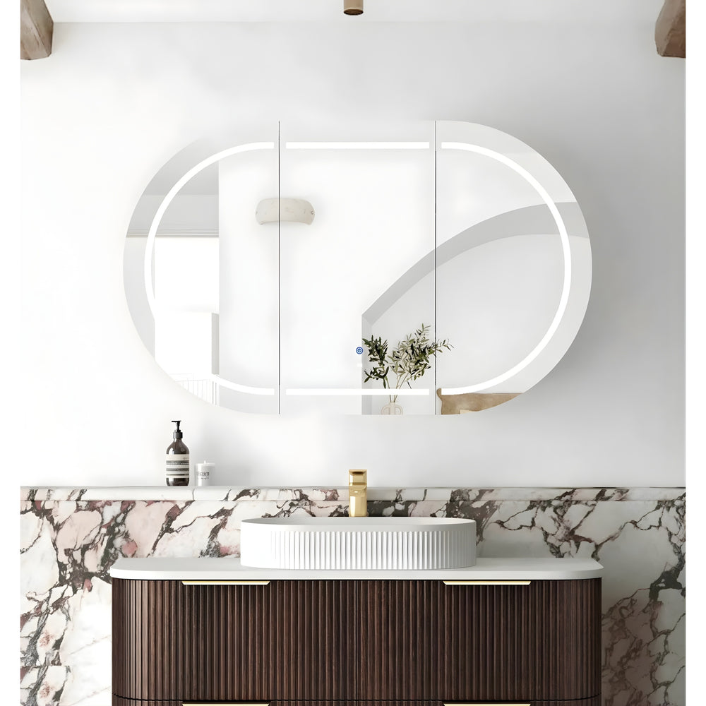 OTTI BONDI SABLE WALNUT LED SHAVING CABINET WITH POWERPOINT 1200X750MM
