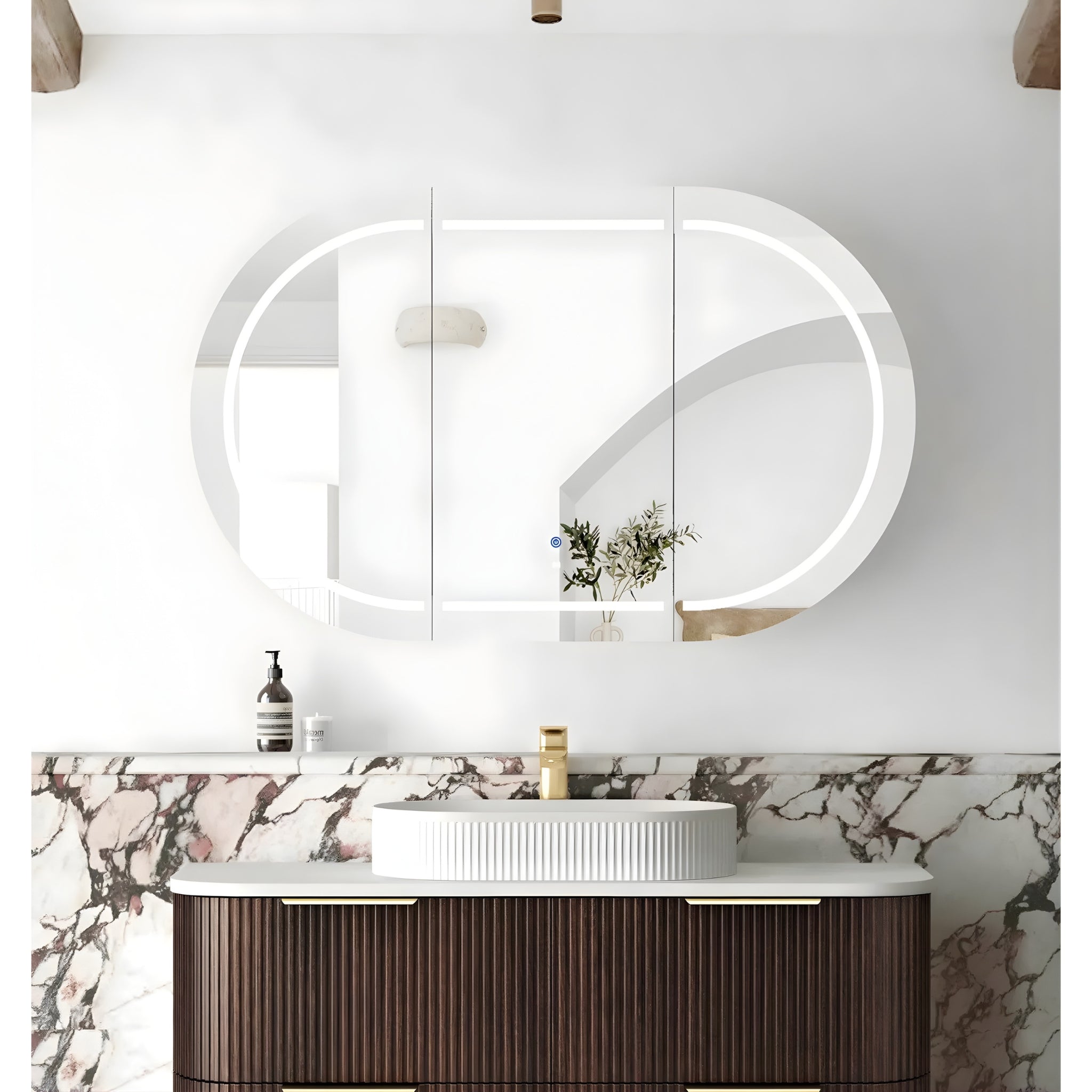 OTTI BONDI SABLE WALNUT LED SHAVING CABINET WITH POWERPOINT 1200X750MM