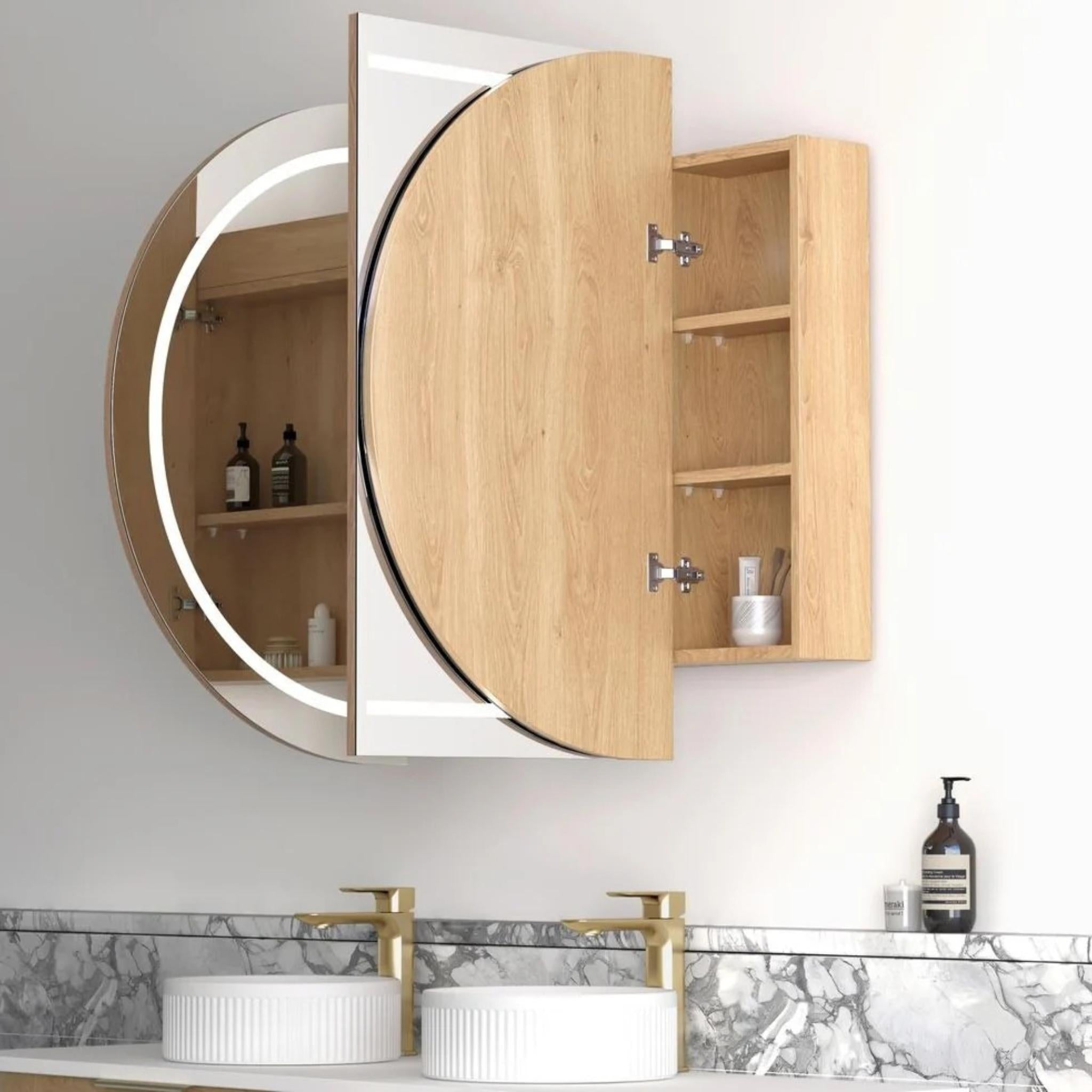 OTTI BONDI NATURAL OAK LED SHAVING CABINET WITH POWERPOINT 1500X900MM