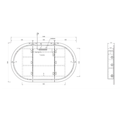 OTTI BONDI SABLE WALNUT LED SHAVING CABINET WITH POWERPOINT 1500X900MM