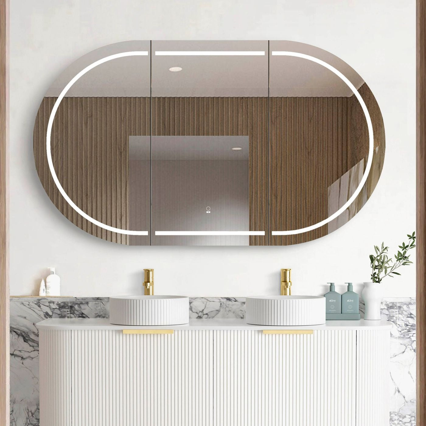 OTTI BONDI MATTE WHITE LED SHAVING CABINET 1500X900MM