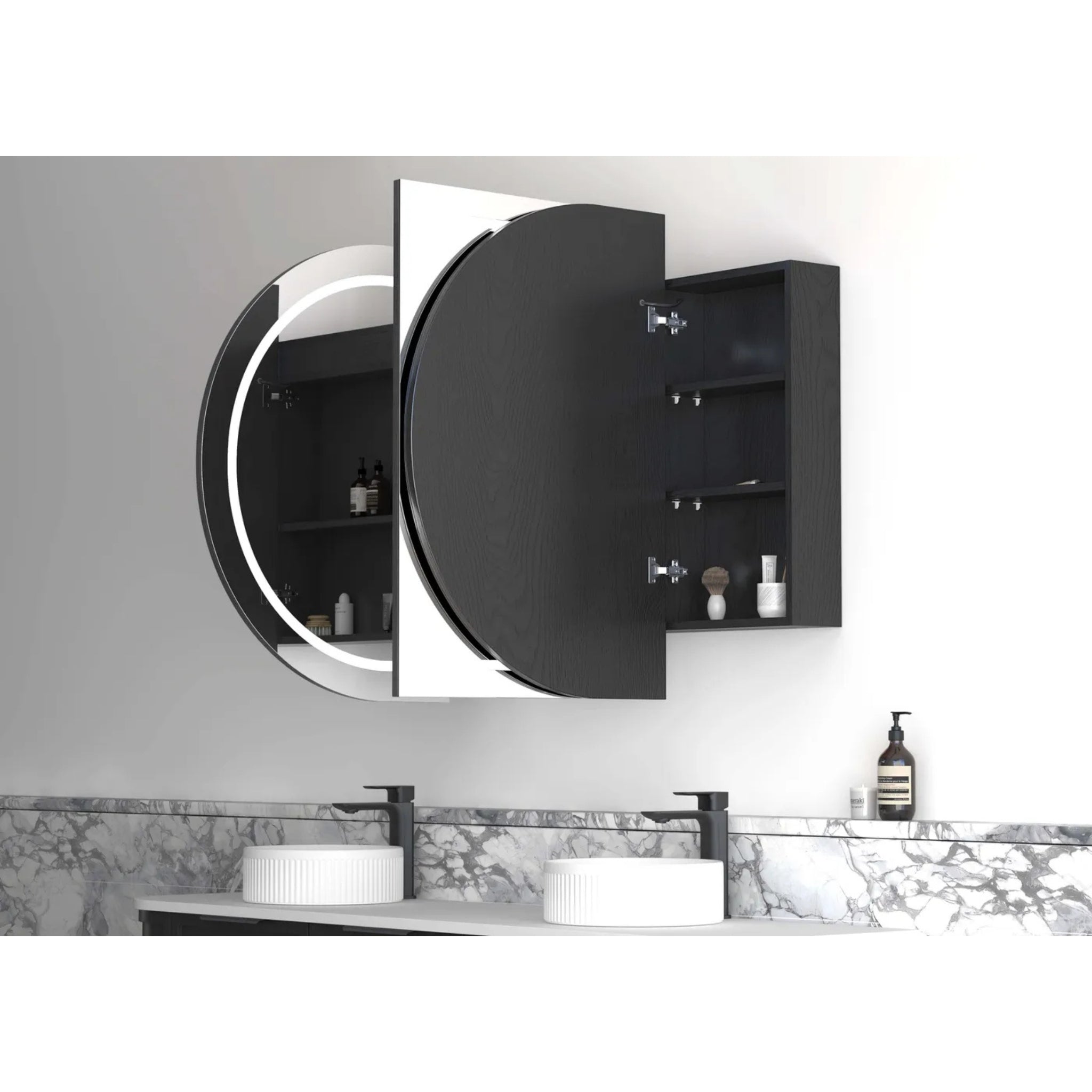 OTTI BONDI BLACK OAK LED SHAVING CABINET WITH POWERPOINT 1800X900MM