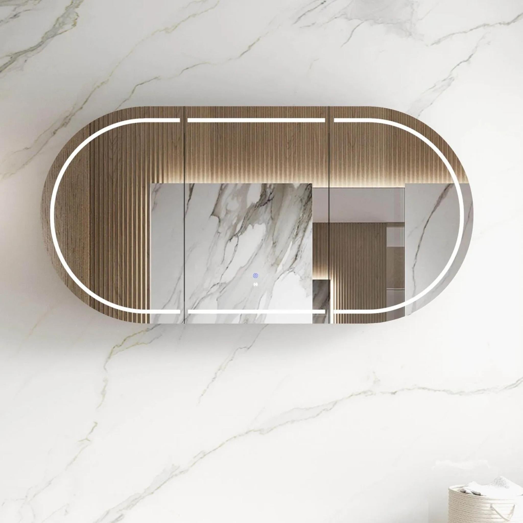 OTTI BONDI NATURAL OAK LED SHAVING CABINET WITH POWERPOINT 1800X900MM