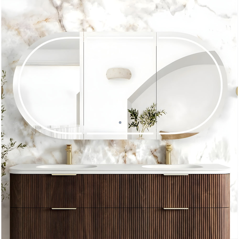 OTTI BONDI SABLE WALNUT LED SHAVING CABINET WITH POWERPOINT 1800X900MM