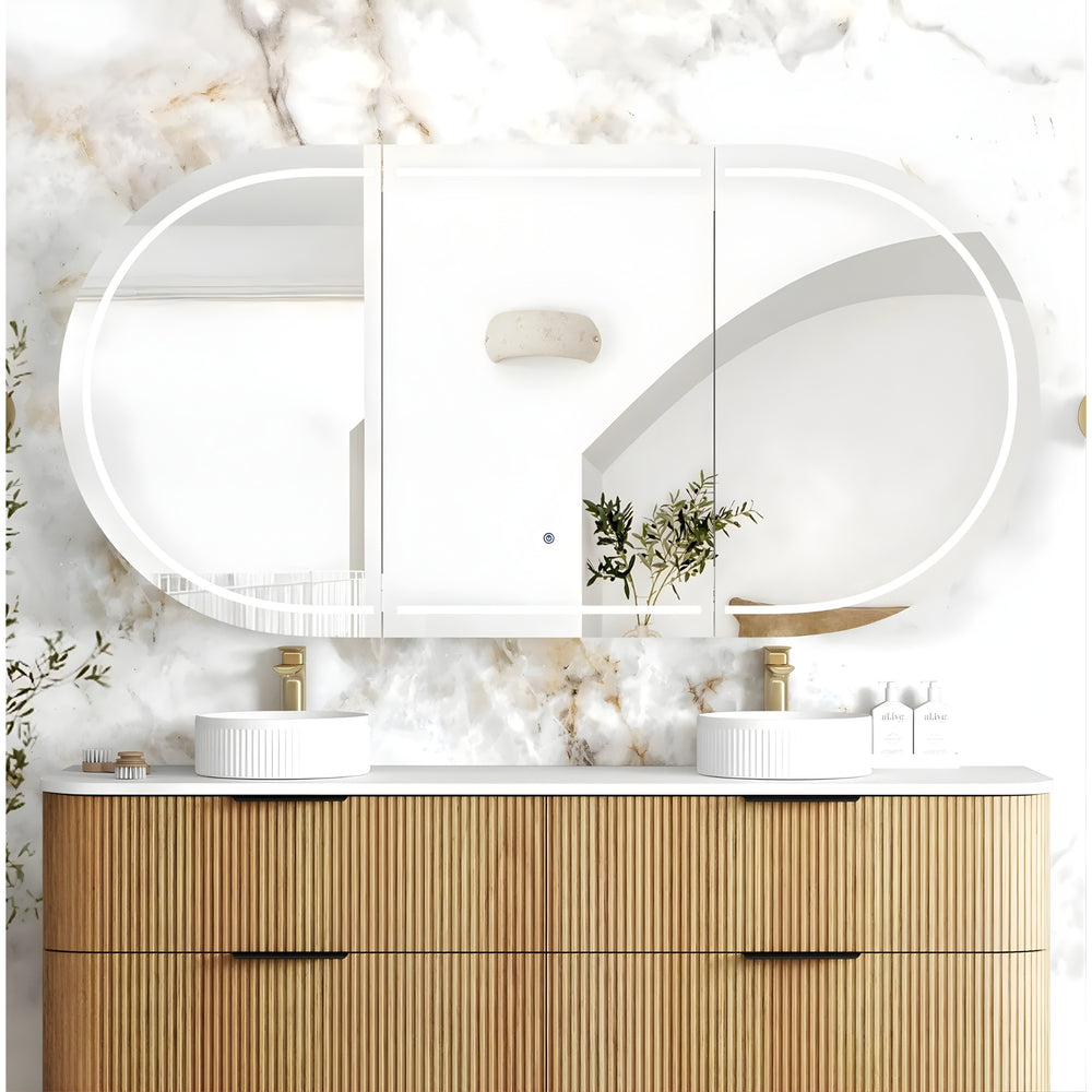 OTTI BONDI WOODLAND OAK LED SHAVING CABINET WITH POWERPOINT 1800X900MM