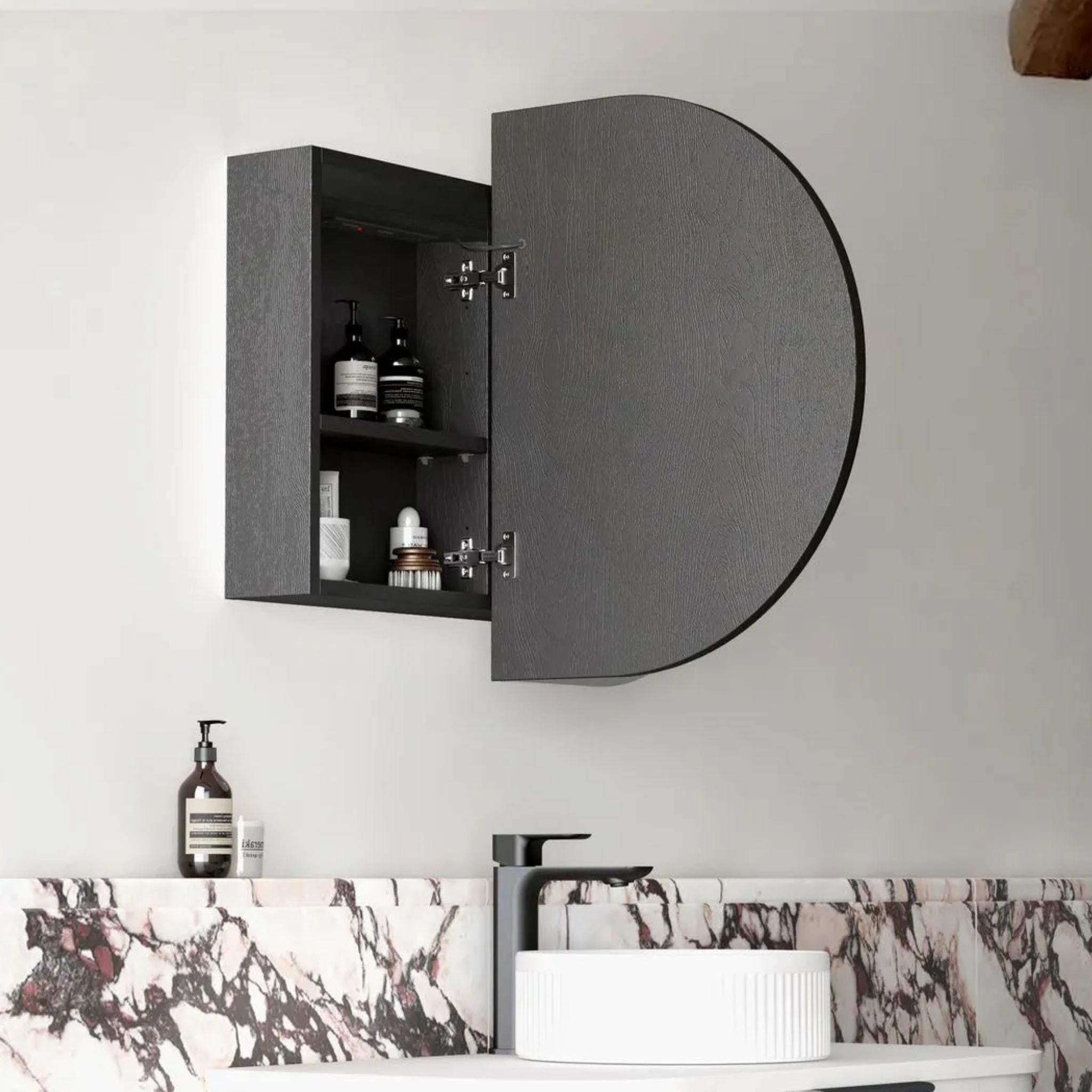 OTTI BONDI BLACK OAK LED SHAVING CABINET WITH POWERPOINT 900X600MM