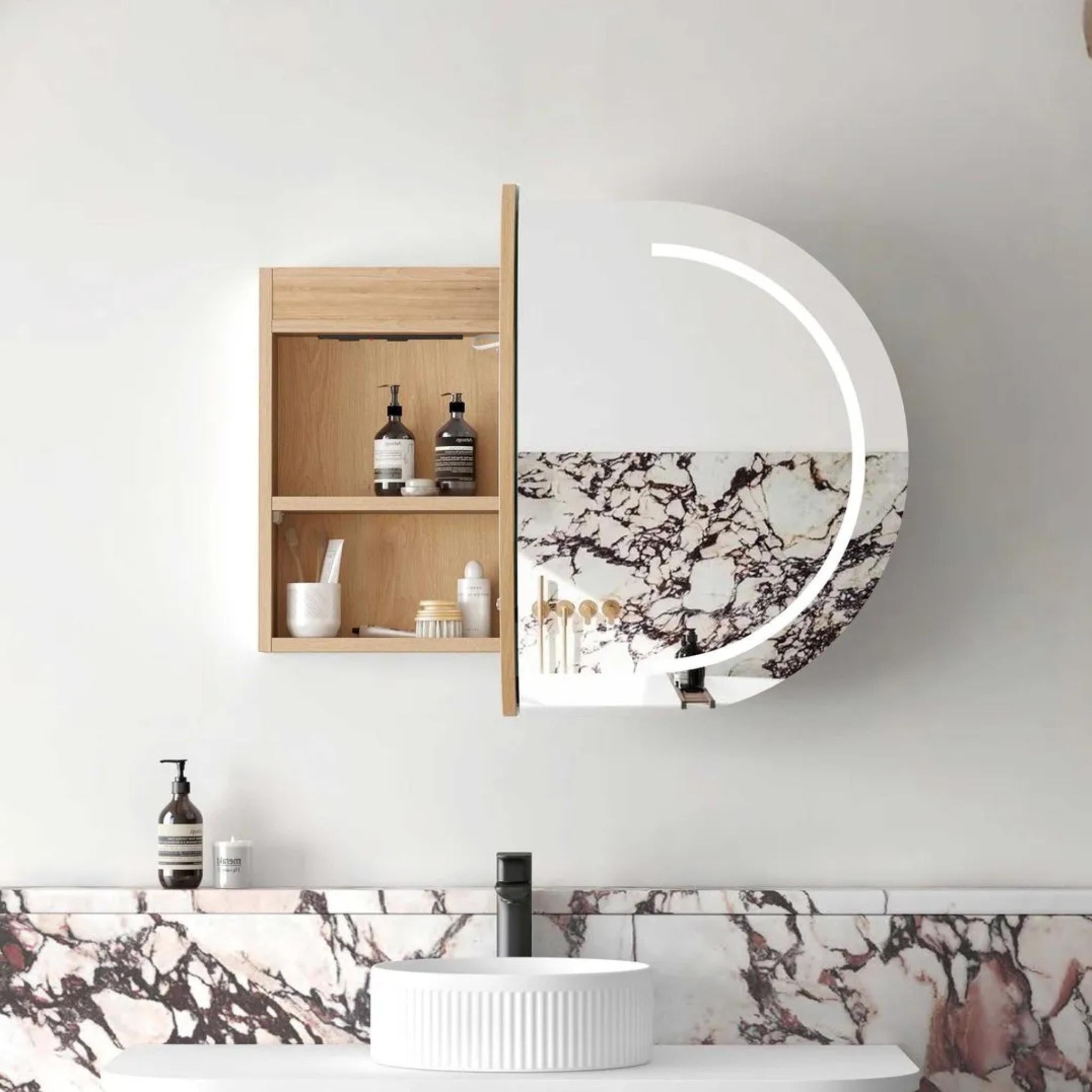 OTTI BONDI NATURAL OAK LED SHAVING CABINET WITH POWERPOINT 900X600MM