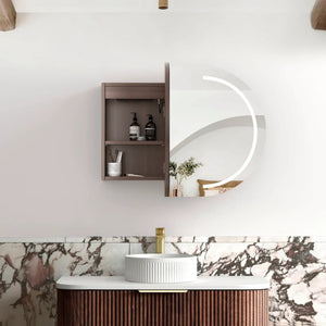 OTTI BONDI SABLE WALNUT LED SHAVING CABINET WITH POWERPOINT 3 COLOUR LIGHTS 900X600MM