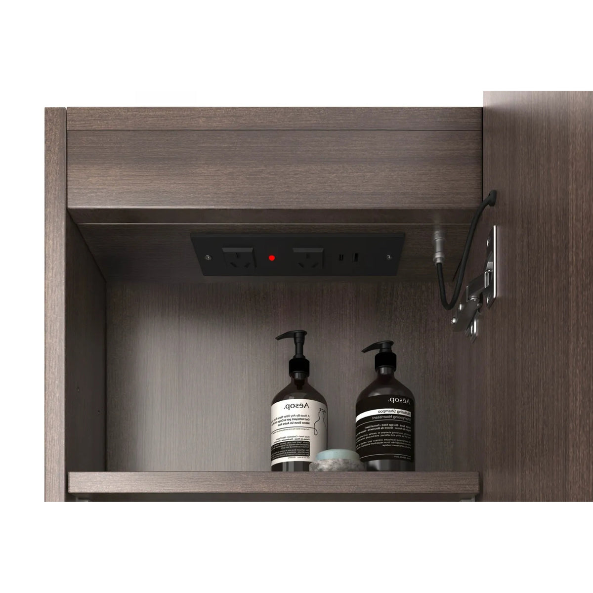 OTTI BONDI SABLE WALNUT LED SHAVING CABINET WITH POWERPOINT 3 COLOUR LIGHTS 900X600MM