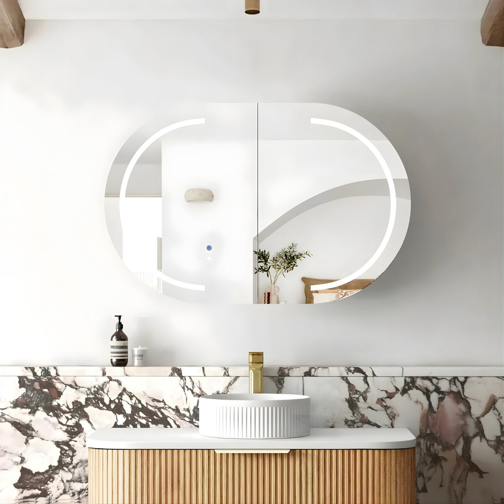 OTTI BONDI WOODLAND OAK LED SHAVING CABINET WITH POWERPOINT 900X600MM